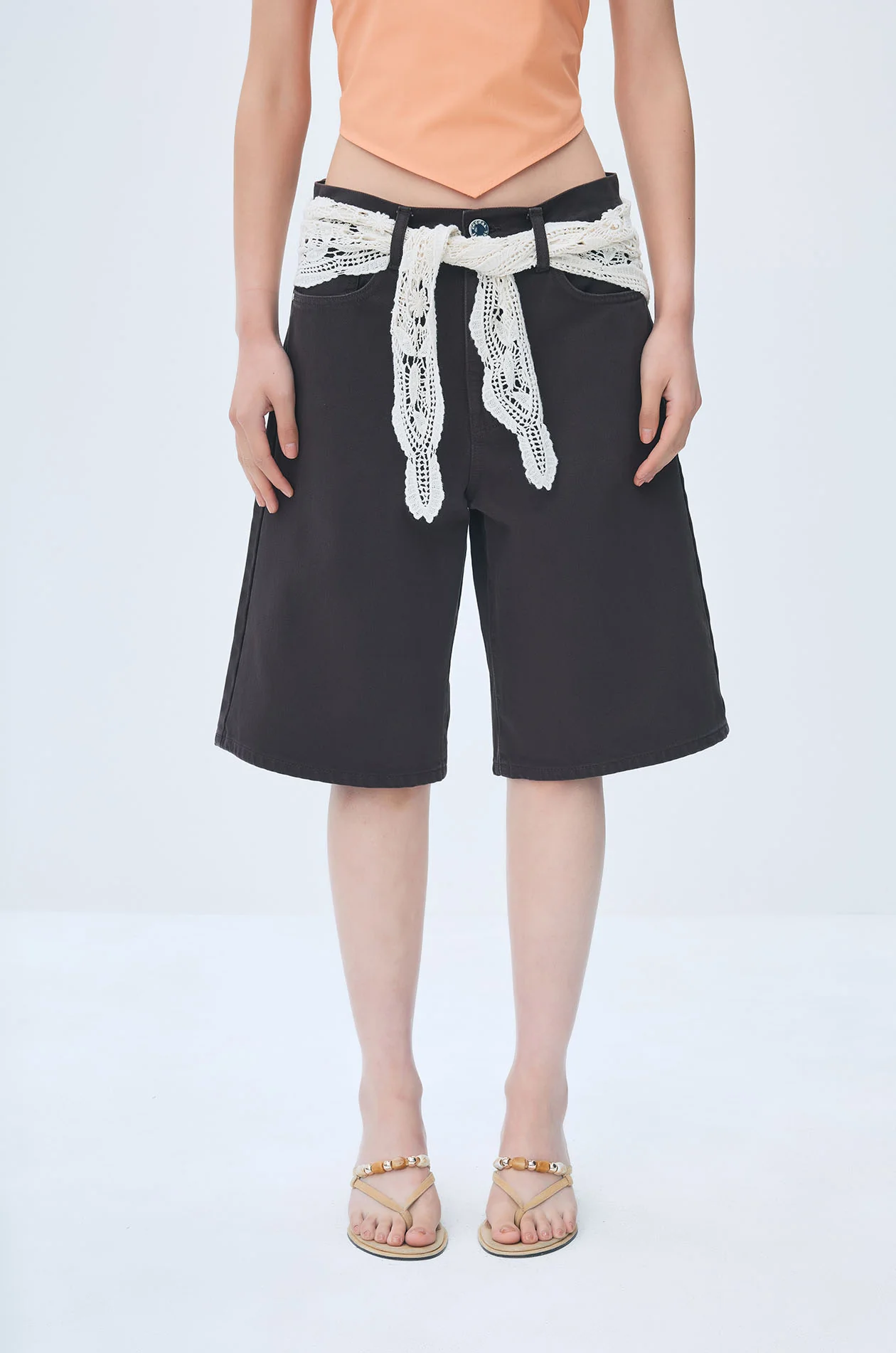 Bermuda Shorts with Crochet Waist Scarf - Image 5