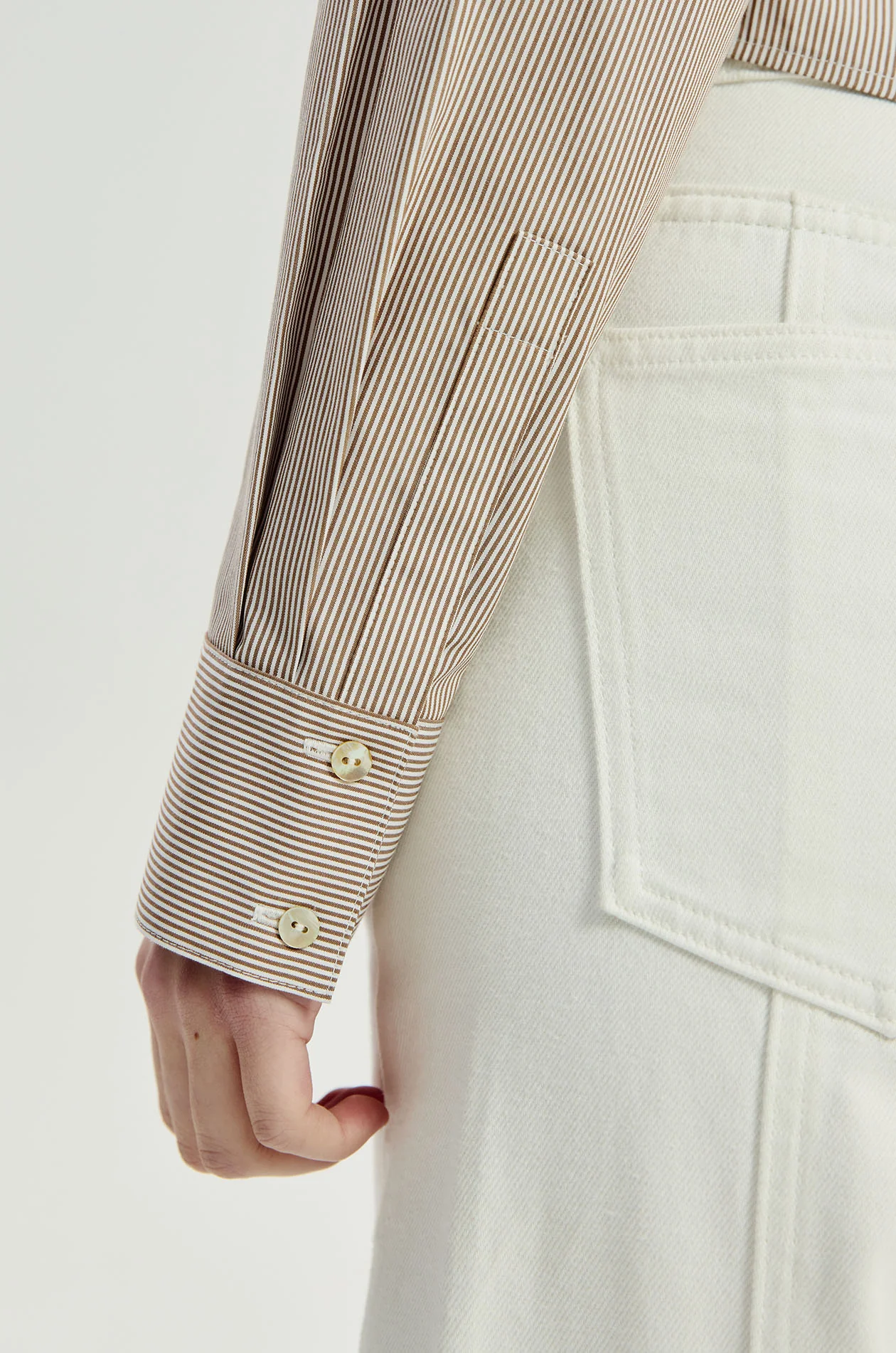 Lace Panel Striped Cropped Shirt - Image 5
