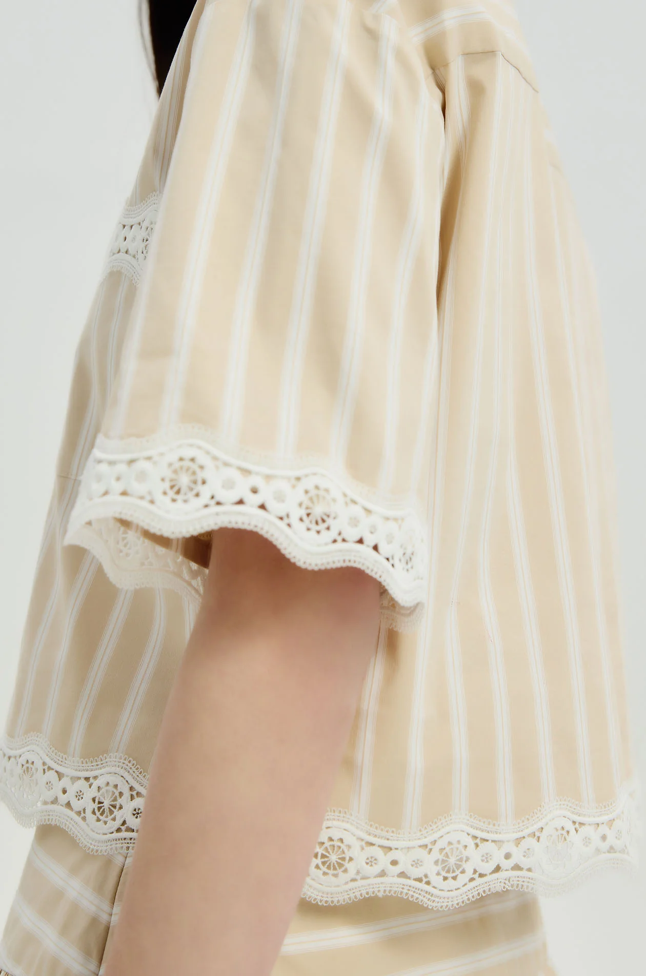 Crochet Trim Striped Mini Skirt - Image 4