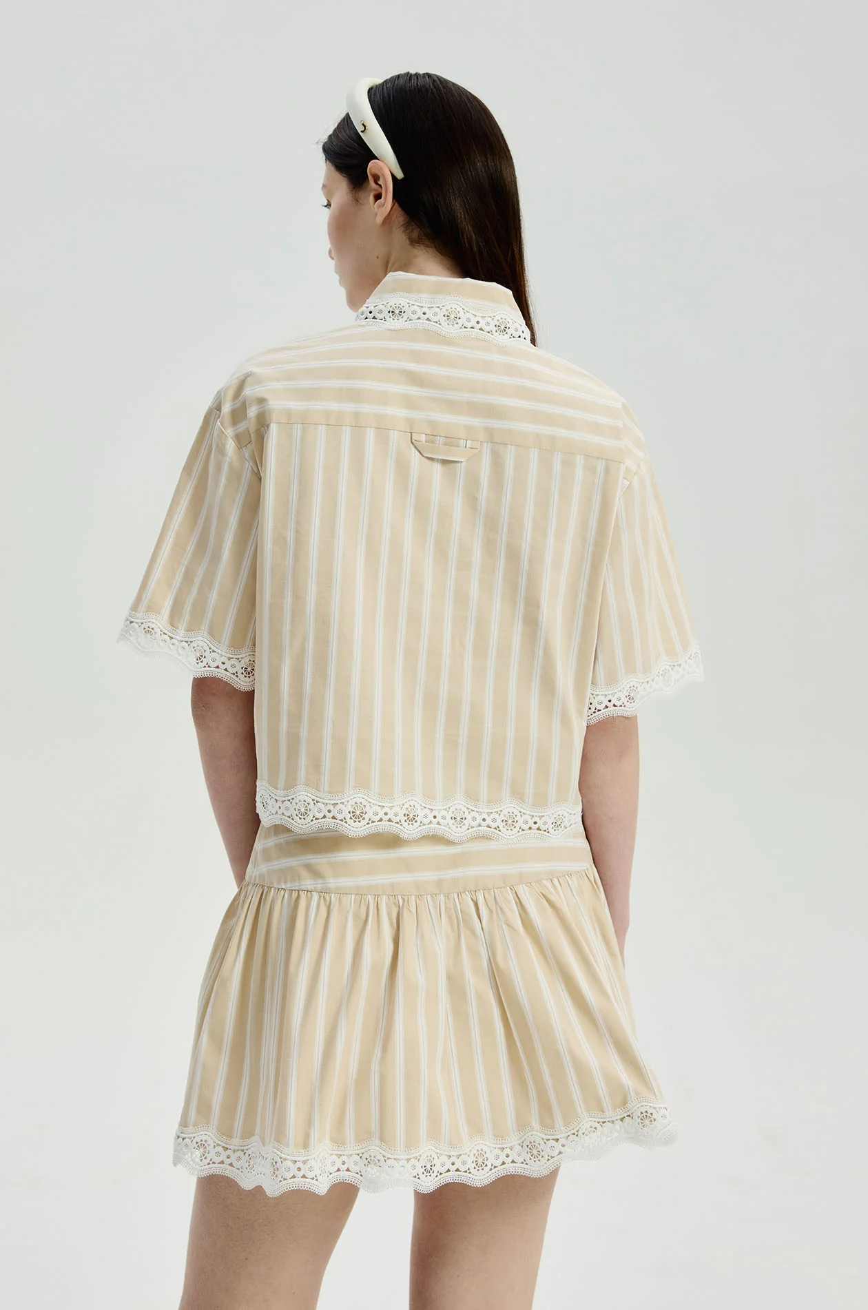 Crochet Trim Striped Mini Skirt - Image 5