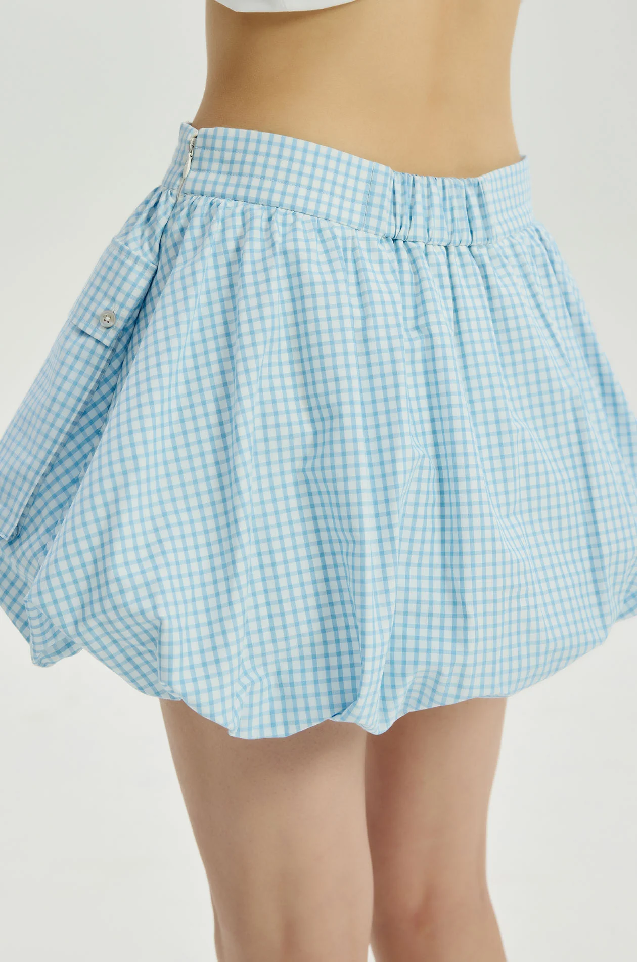Gingham Cargo Bubble Mini Skirt - Image 4