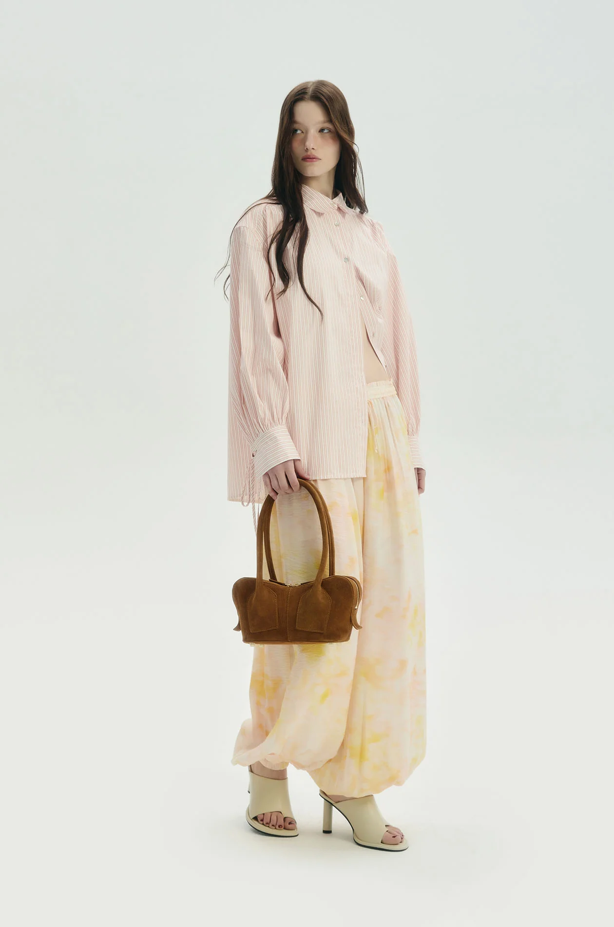 Gathered-Seam Oversized Shirt