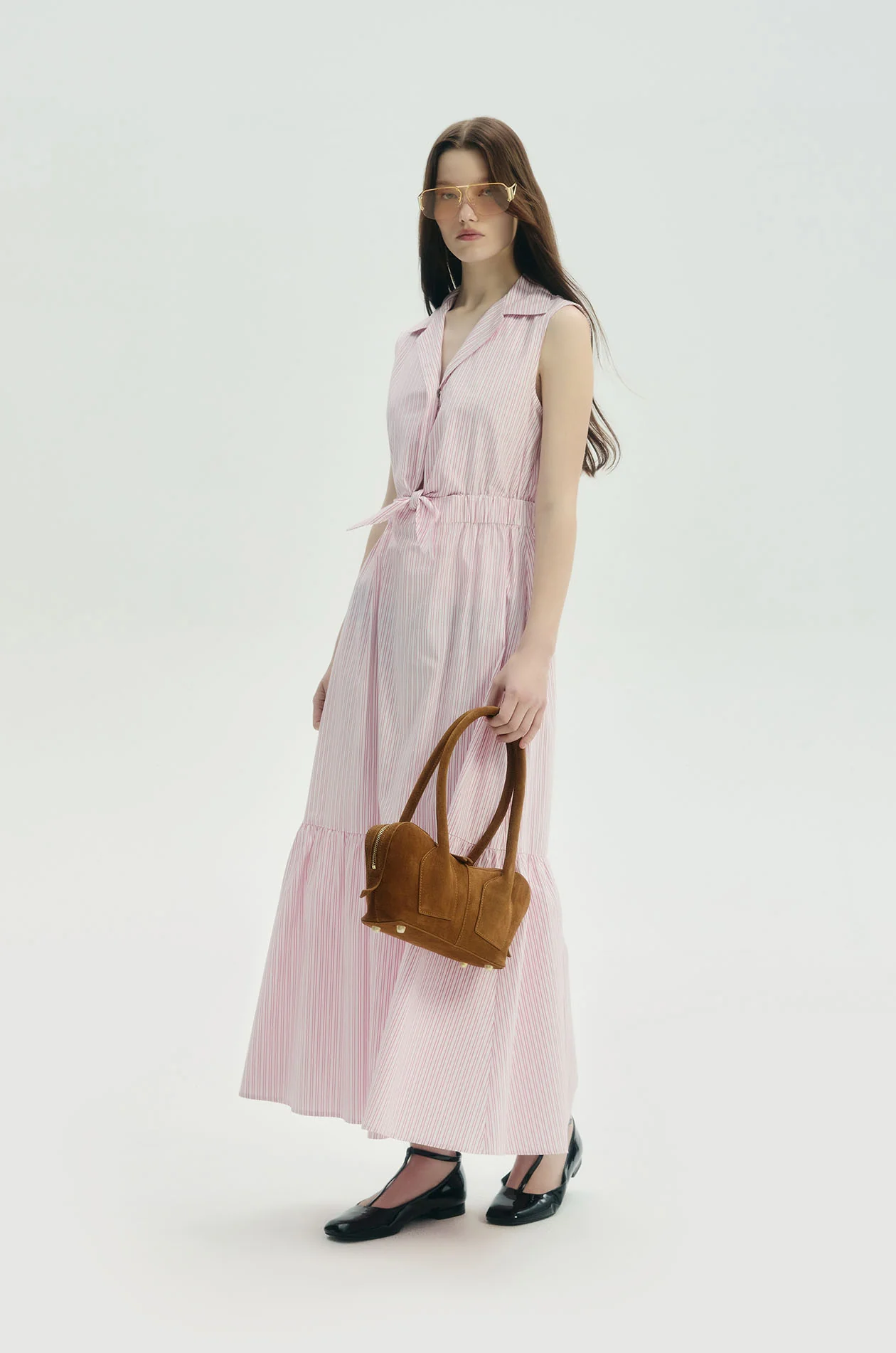 Striped Tie Front Maxi Dress