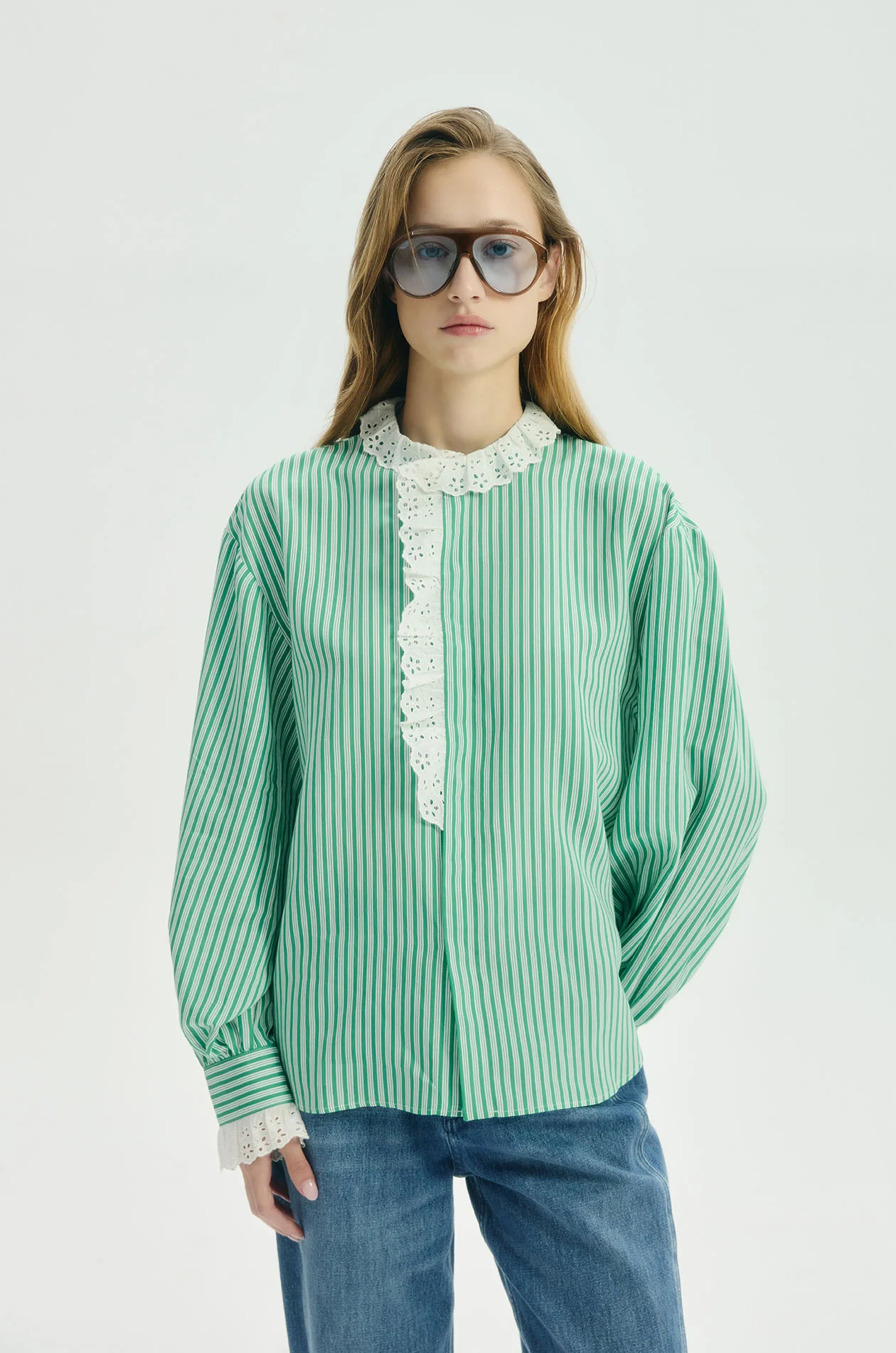 Broderie Anglaise Trim Shirt - Image 2