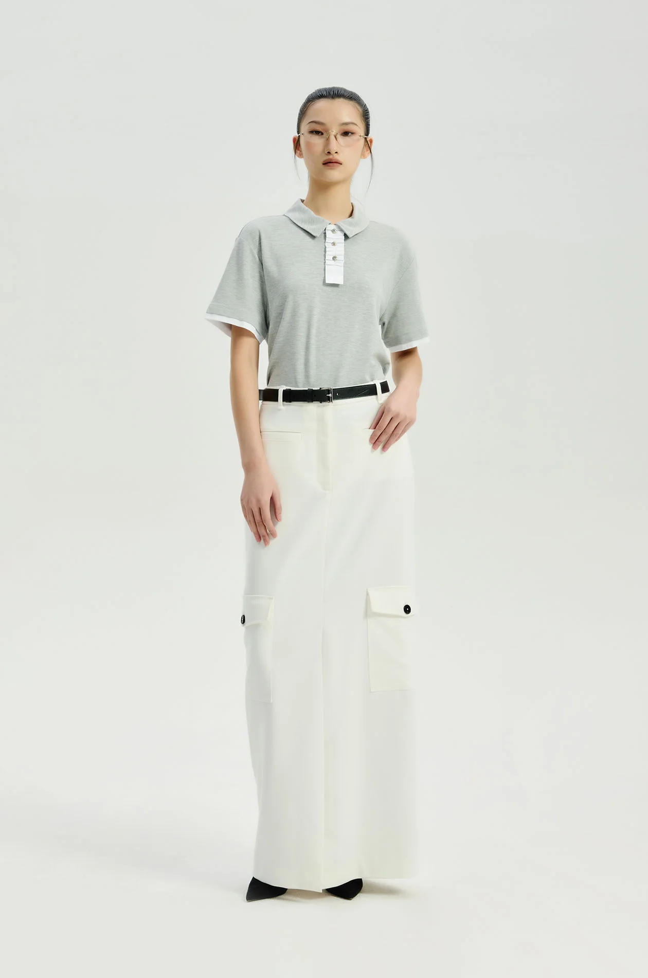 High-Rise Column Cargo Skirt