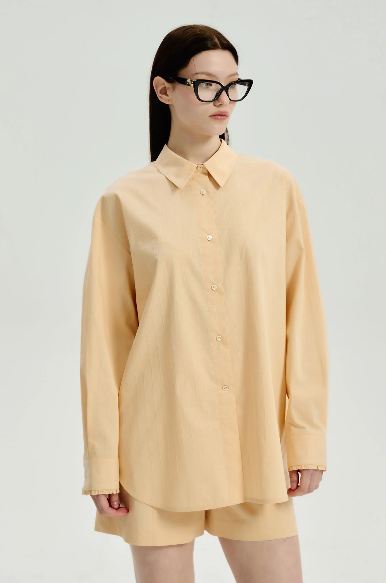 Oversized Metallic-Stripe Poplin Shirt - Image 7
