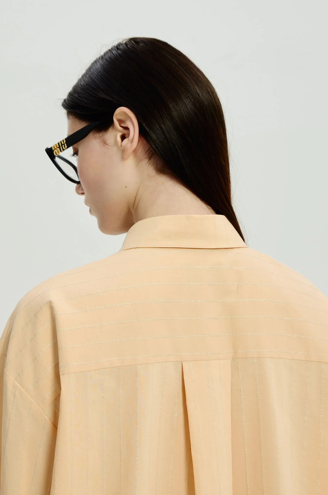 Oversized Metallic-Stripe Poplin Shirt - Image 9