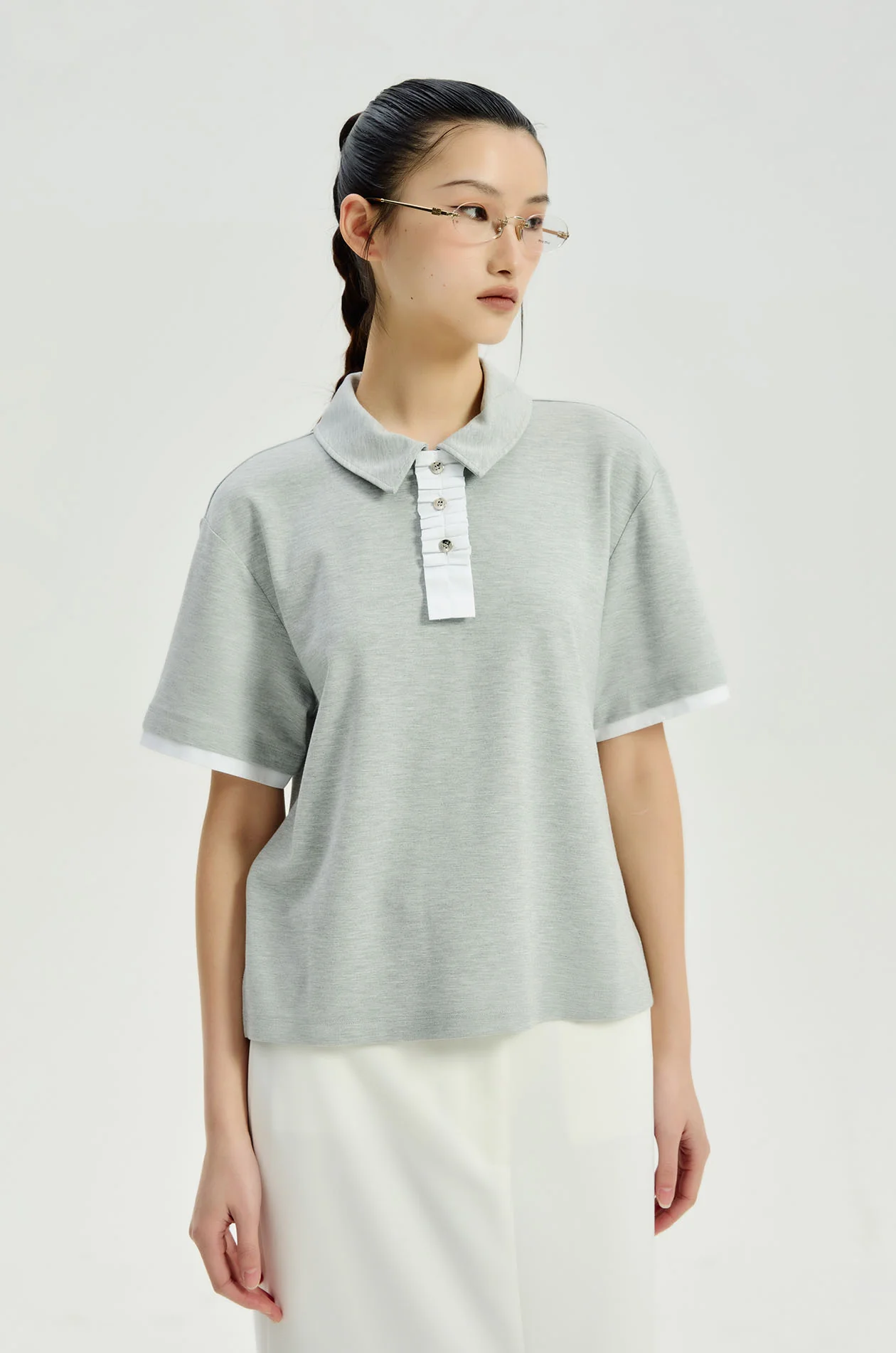Relaxed Pleat‑Placket Polo - Image 2