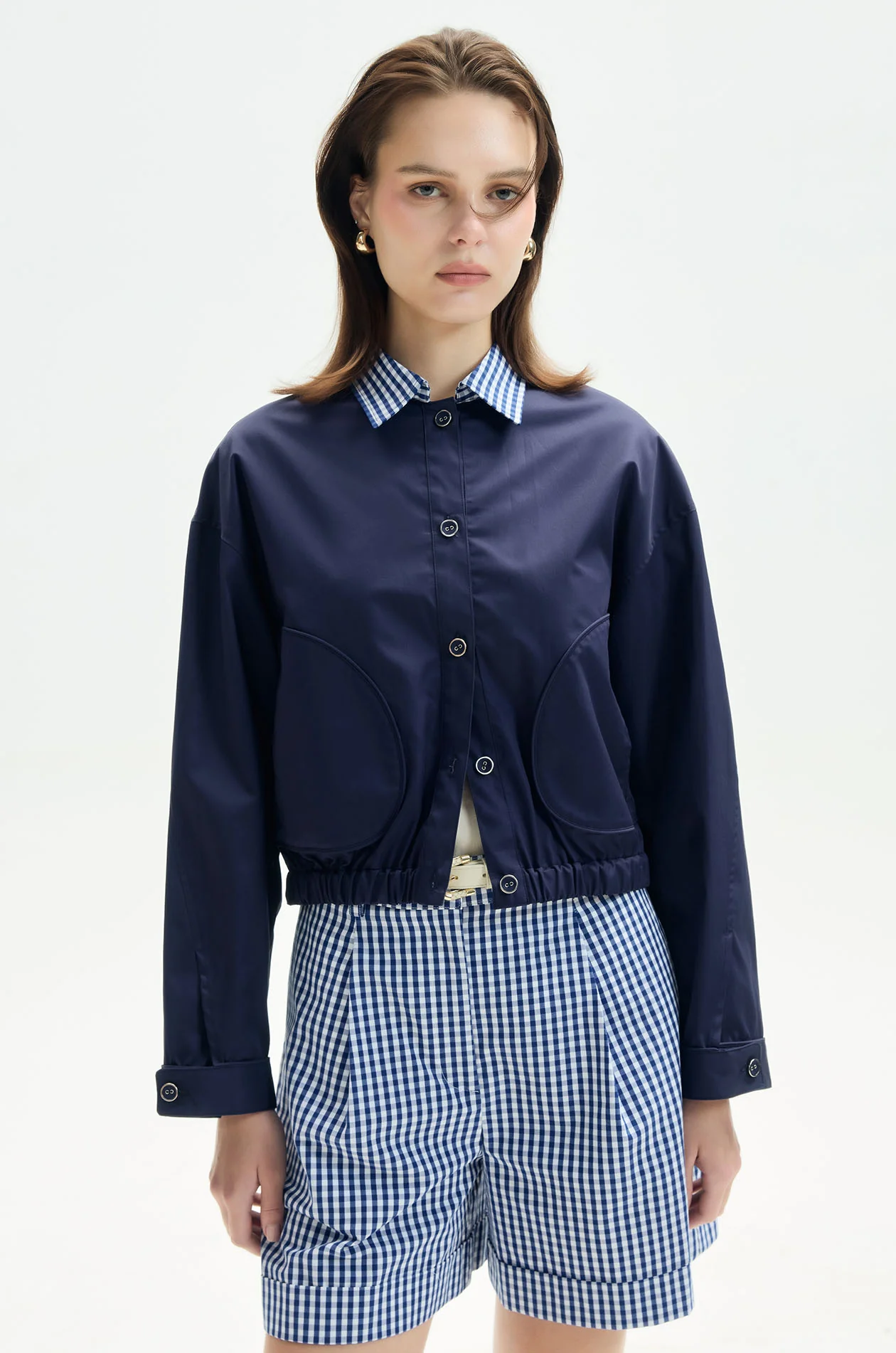 Plaid Collar Blouson Jacket - Image 2