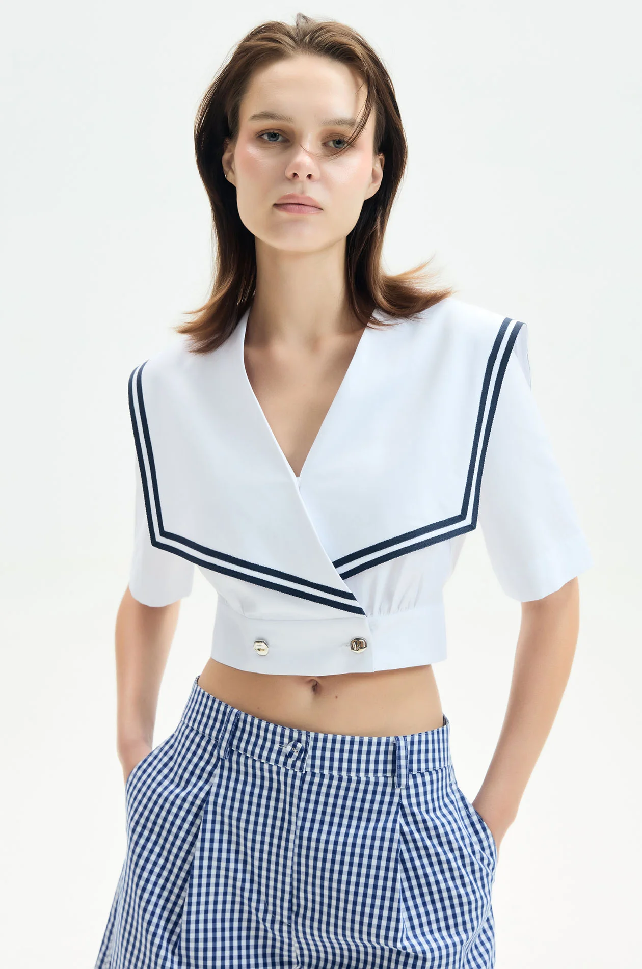 Double-Breasted Sailor Blouse - Image 2