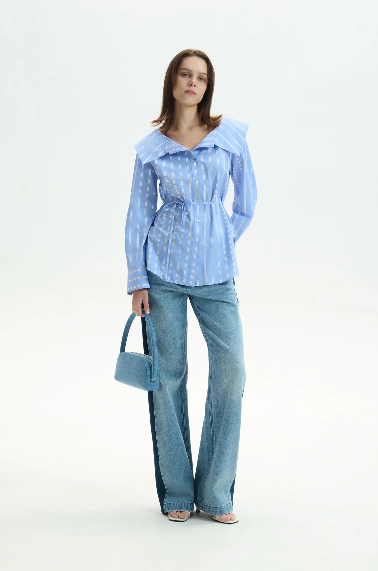 Waist-Tied Striped Shirt