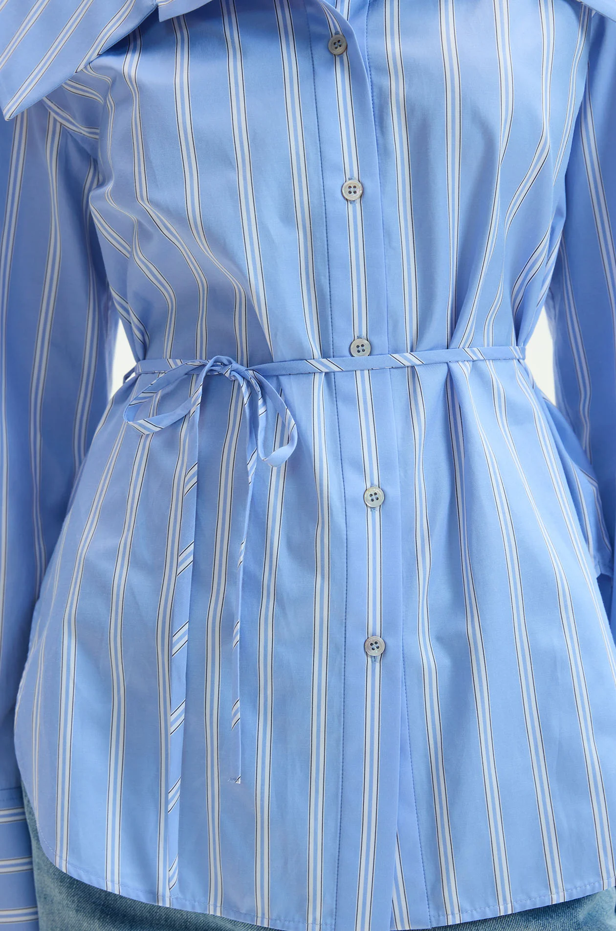 Waist-Tied Striped Shirt - Image 4