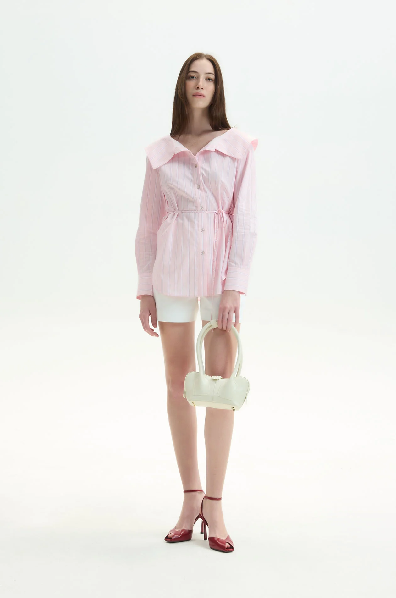 Waist-Tied Striped Shirt - Image 7