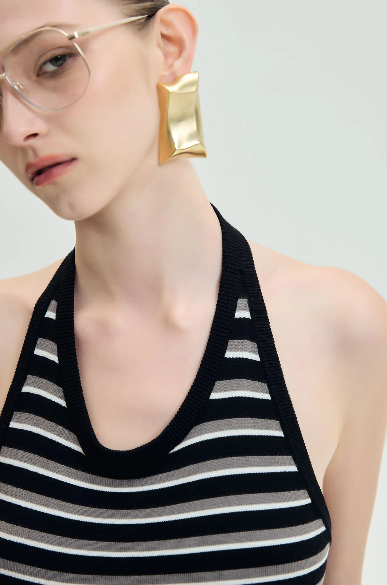 Striped Halter‑Neck Maxi Dress - Image 3