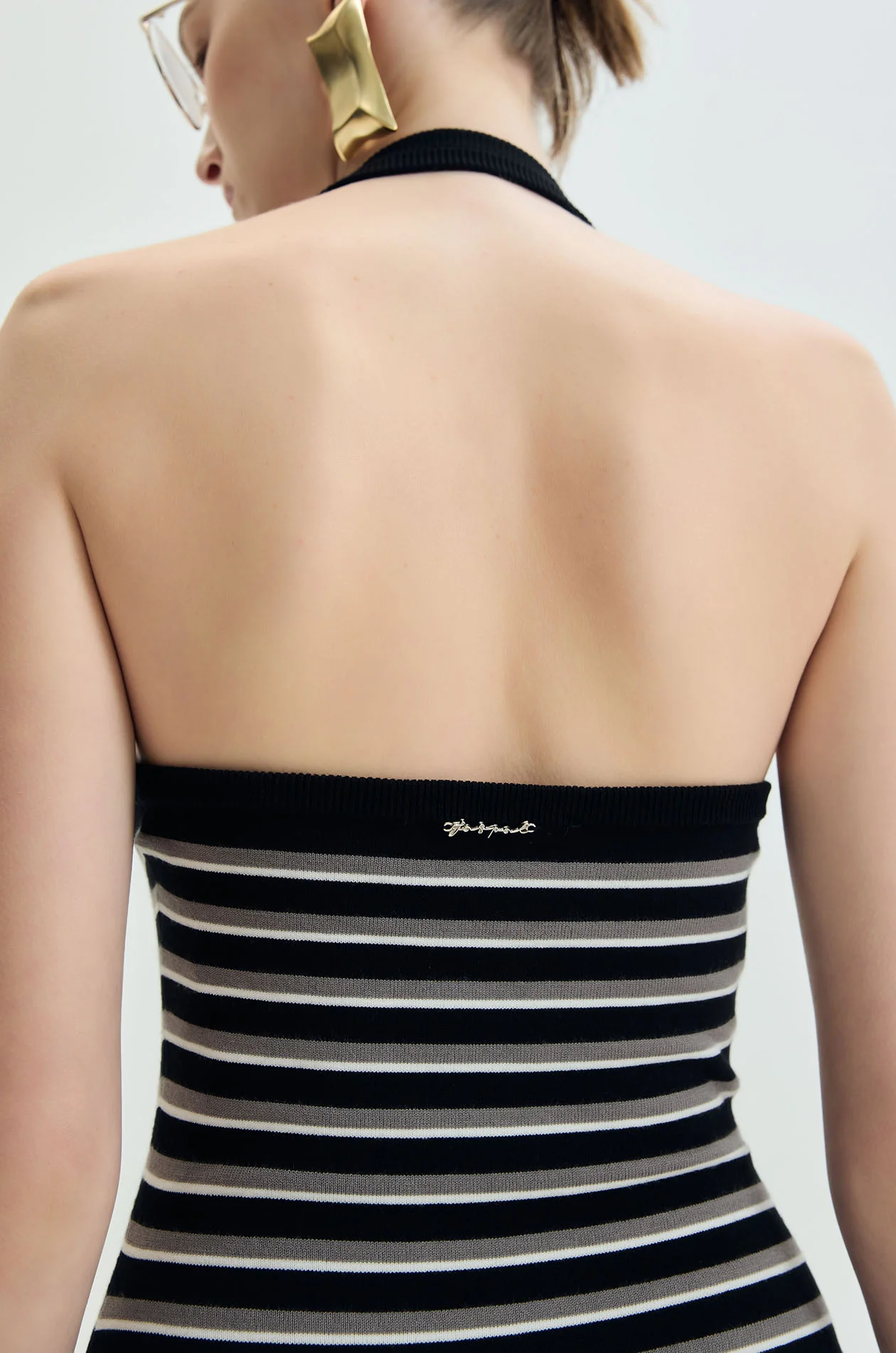 Striped Halter‑Neck Maxi Dress - Image 4