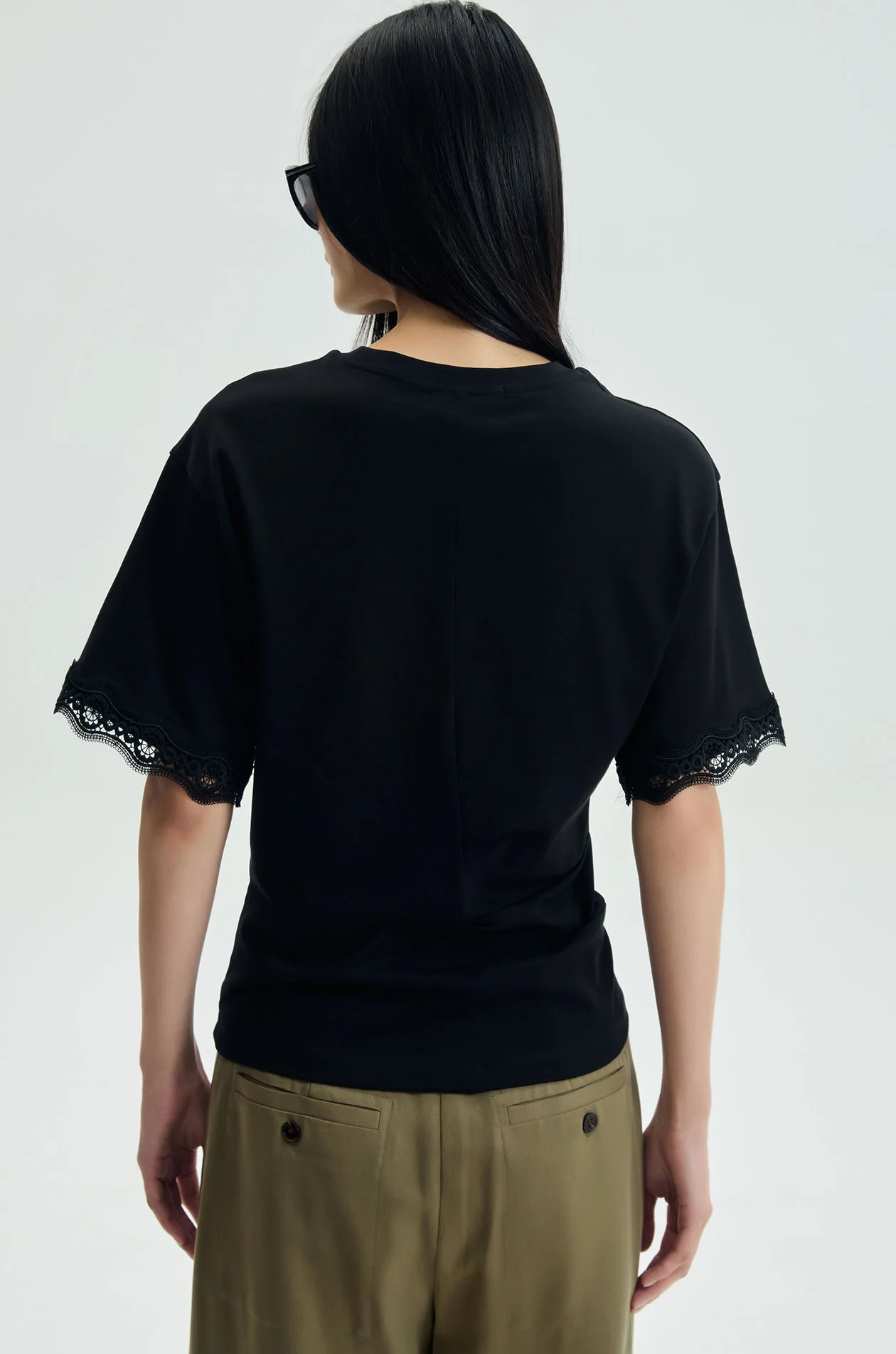 Lace Trim Waist-Defined T-Shirt - Image 5