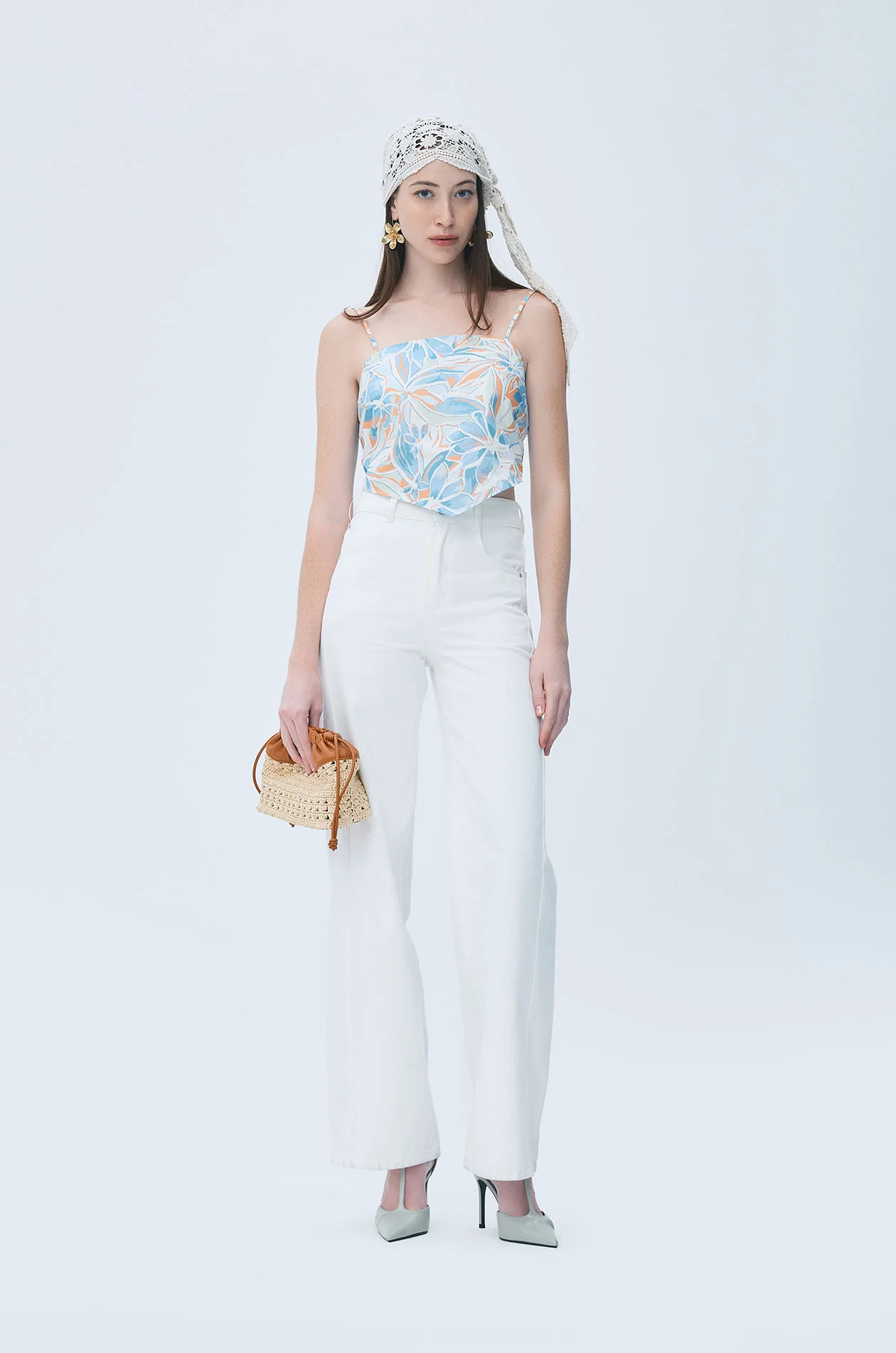 Summer Floral Print Scarf Top