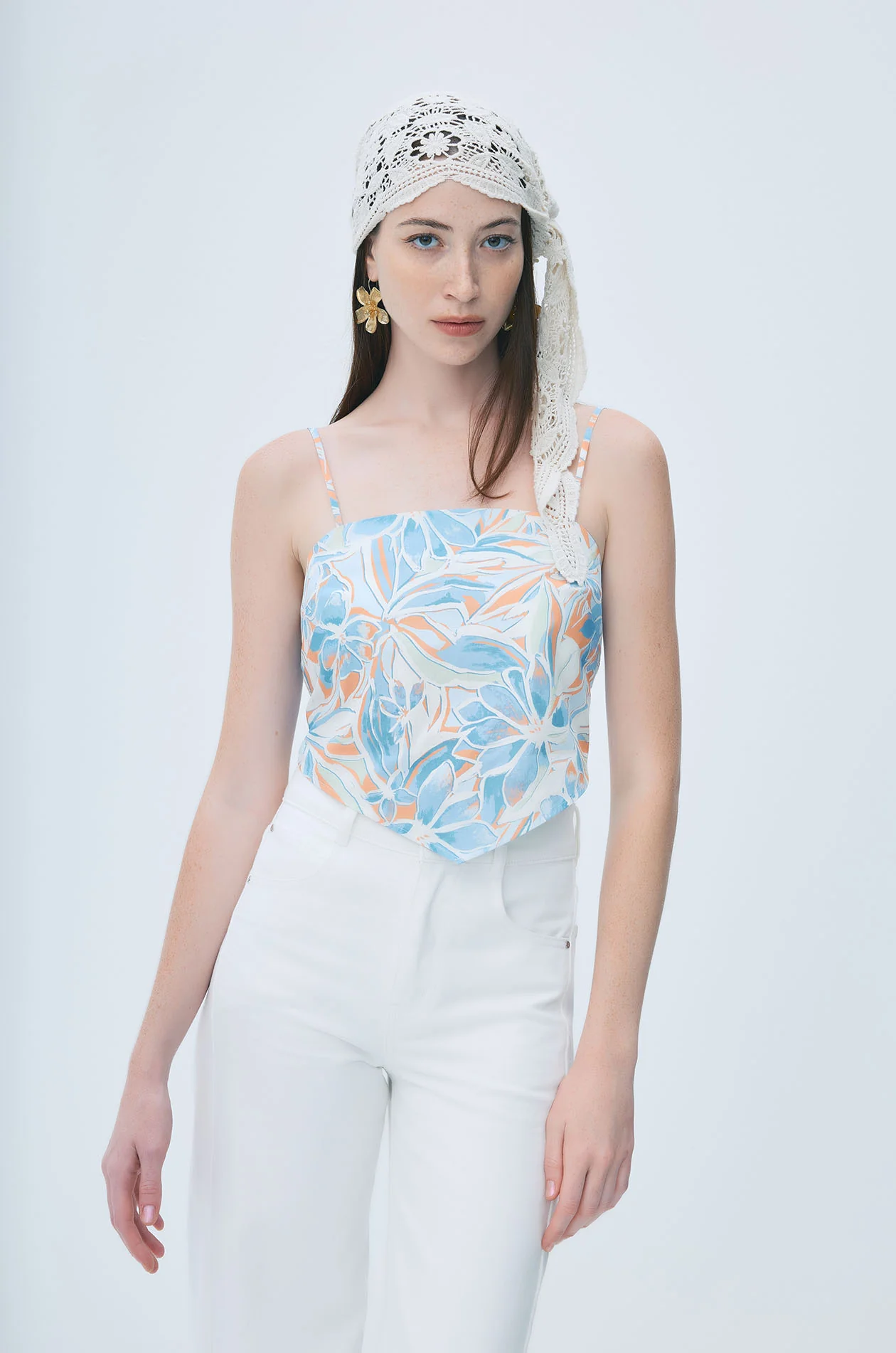 Summer Floral Print Scarf Top - Image 2