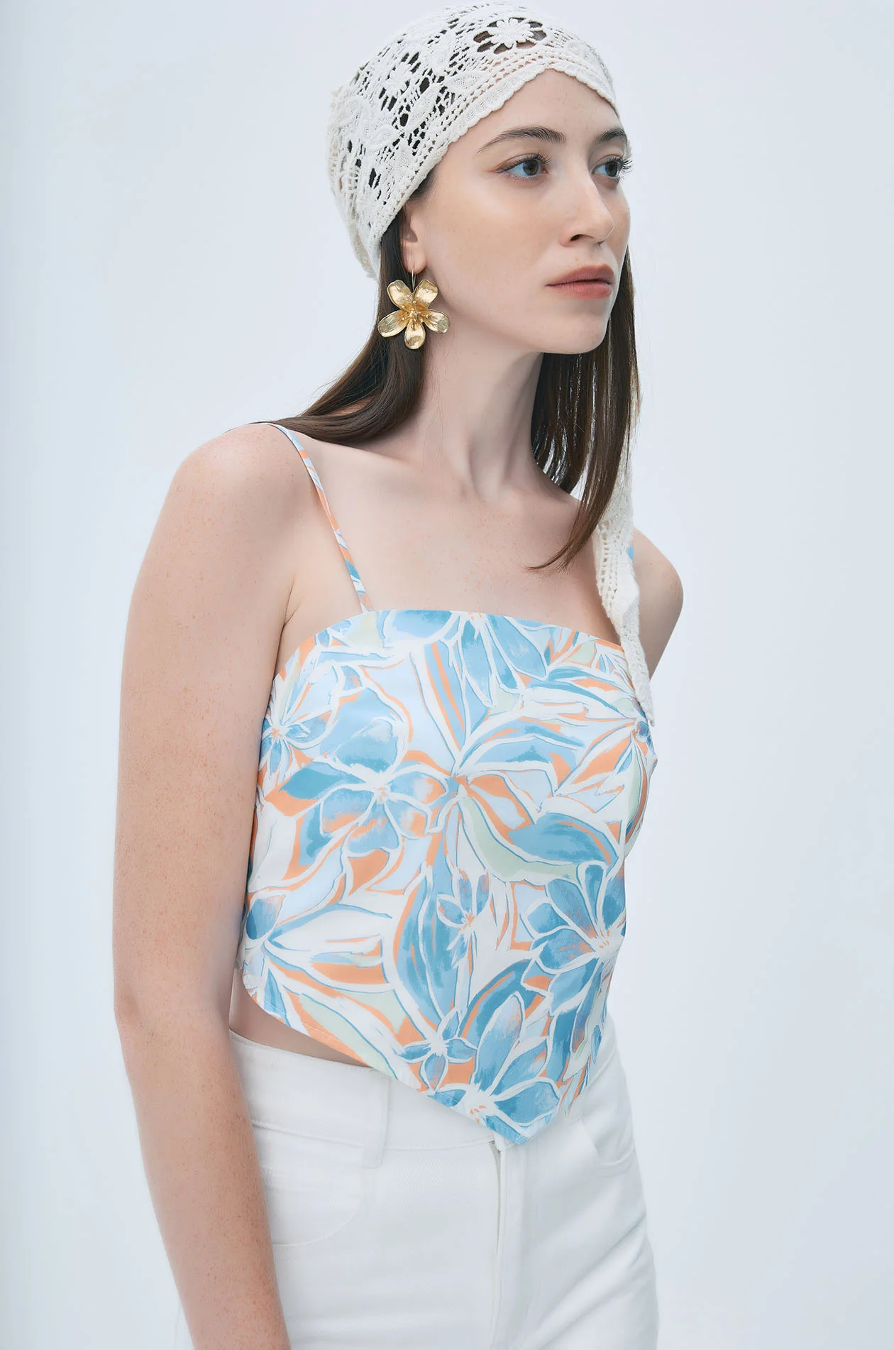 Summer Floral Print Scarf Top - Image 3