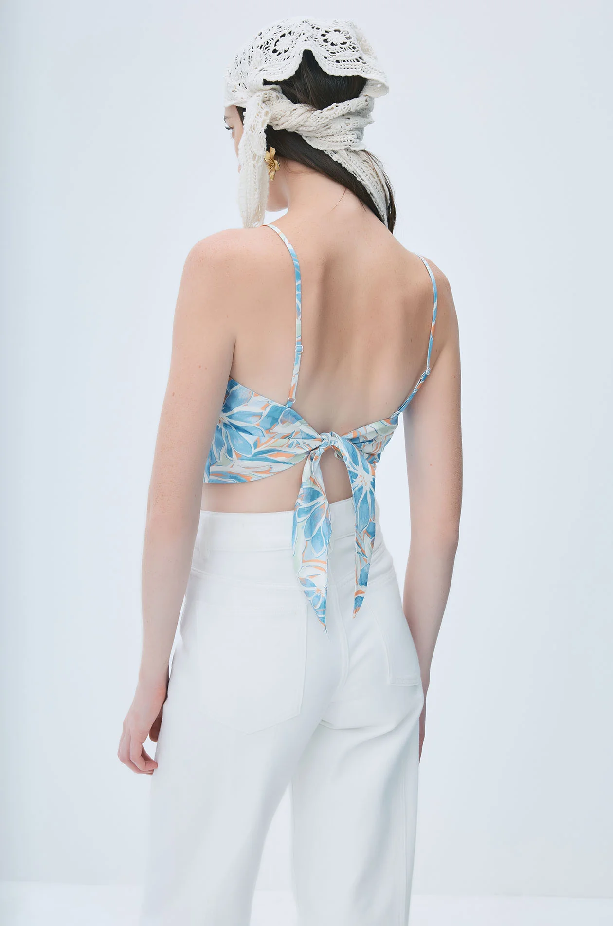 Summer Floral Print Scarf Top - Image 4