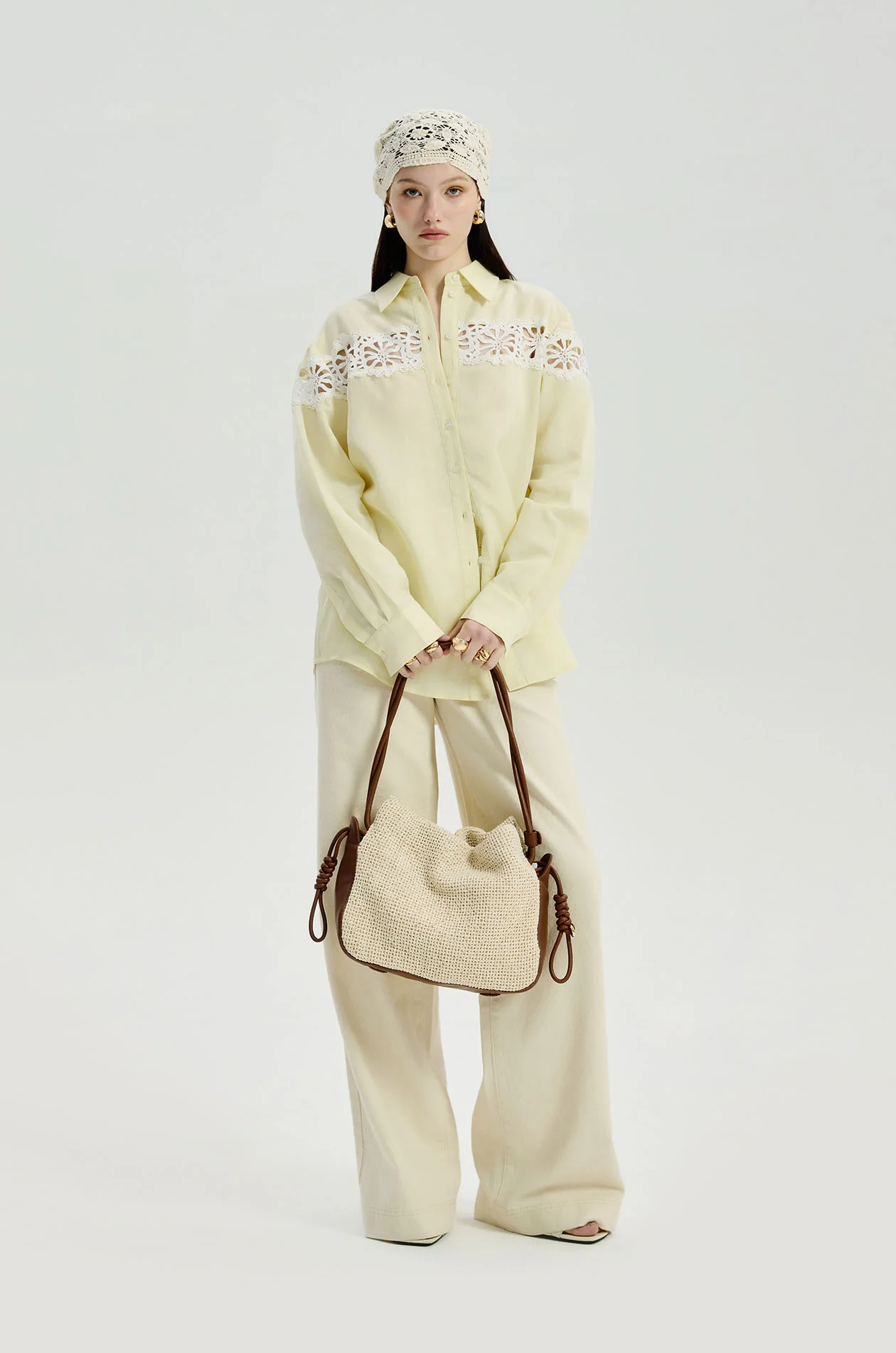 Lace Trim Oversized Shirt