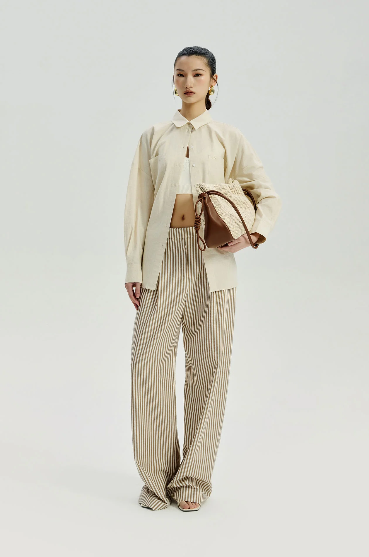Seersucker Pleated Pants