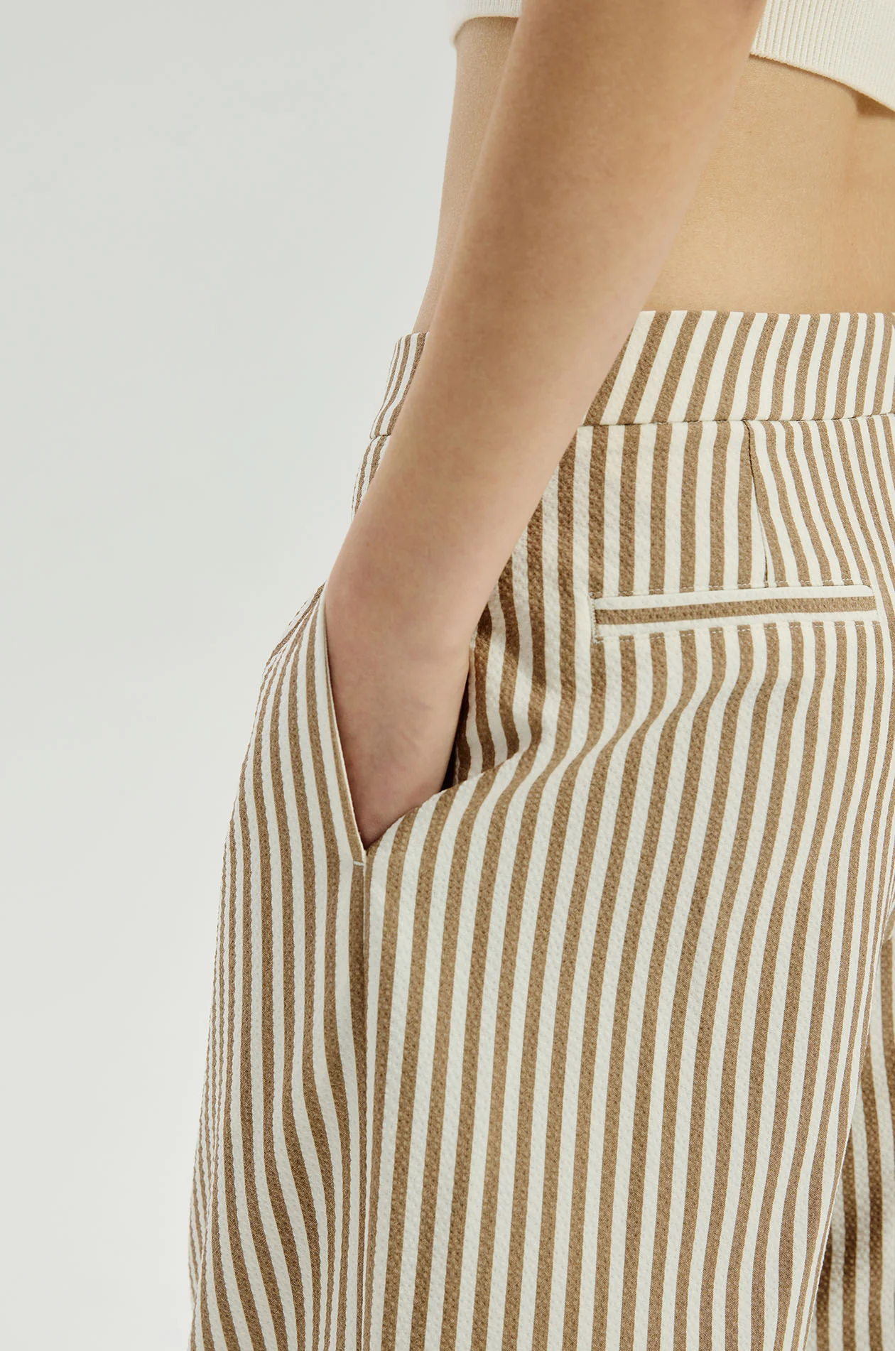 Seersucker Pleated Pants - Image 3