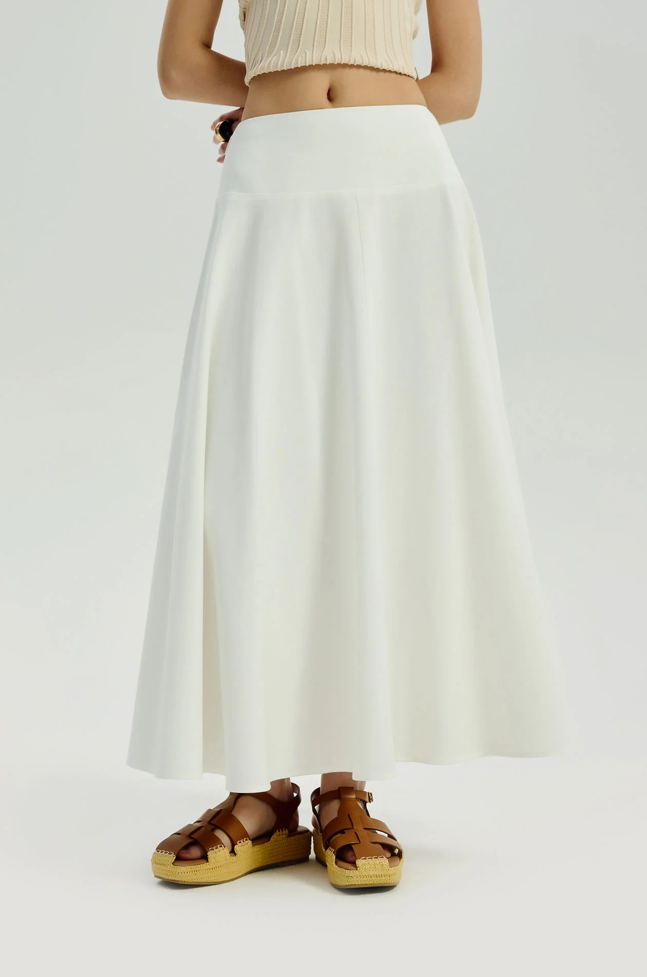 Flare Midi Skirt with Rope Belt - Image 2
