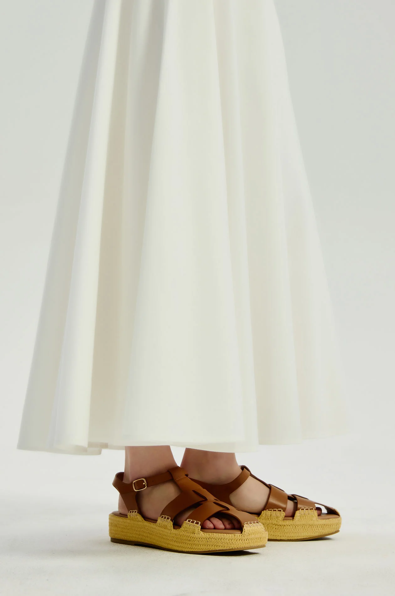Flare Midi Skirt with Rope Belt - Image 3
