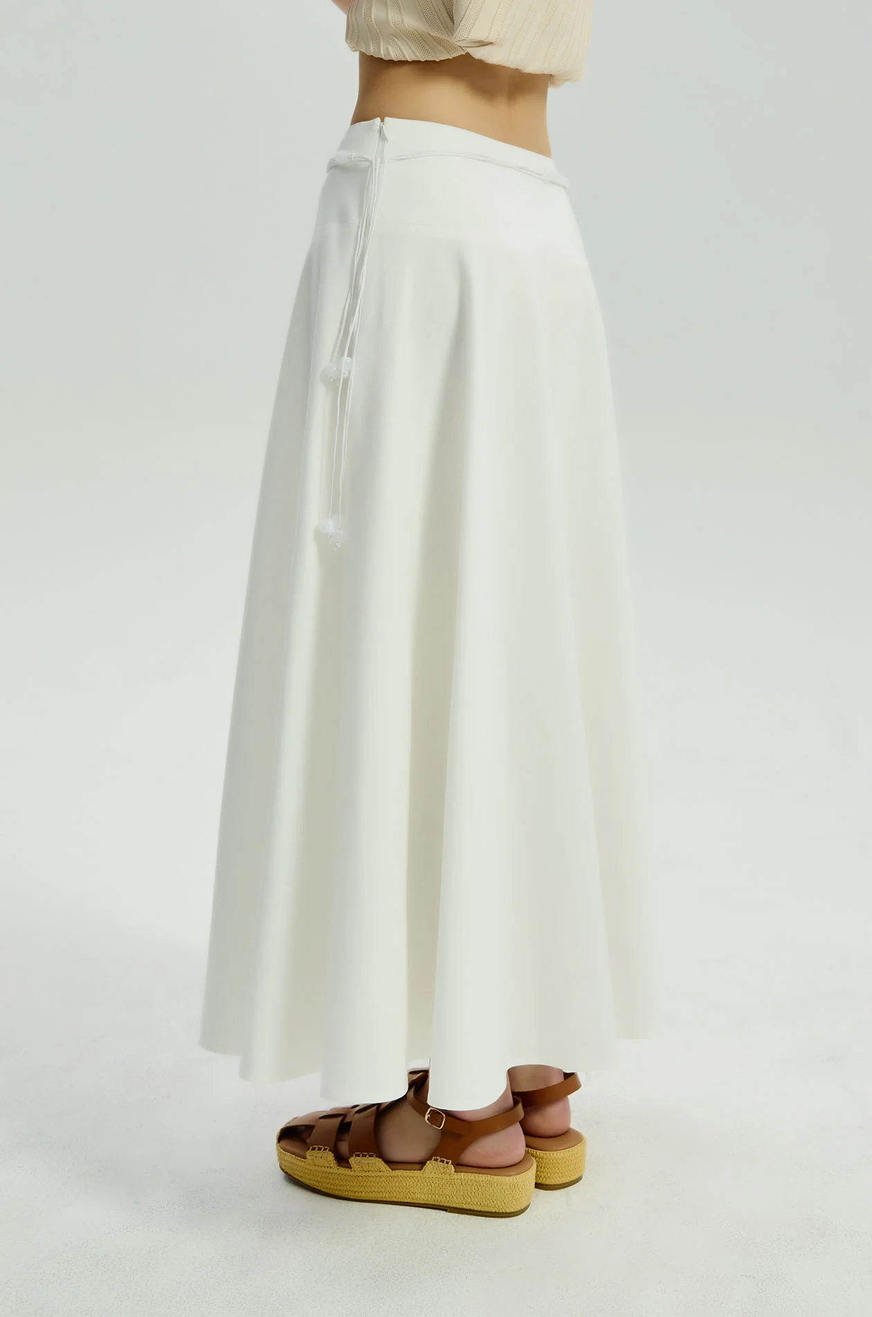 Flare Midi Skirt with Rope Belt - Image 4