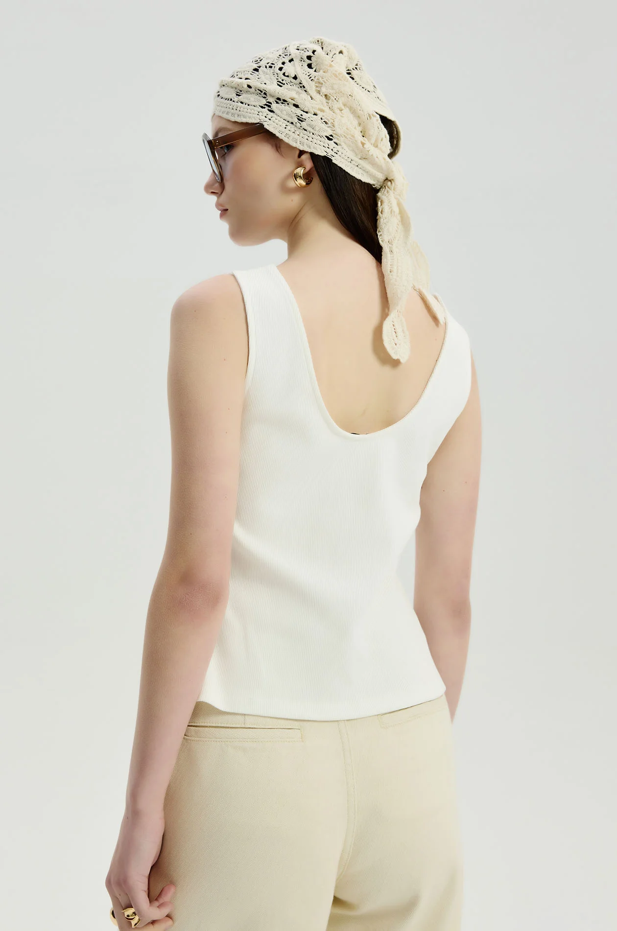 Lace Trim Ribbed Tank Top - Image 3