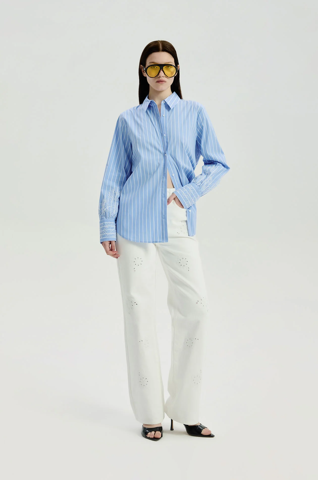 Broderie Anglaise Straight-Leg Jeans