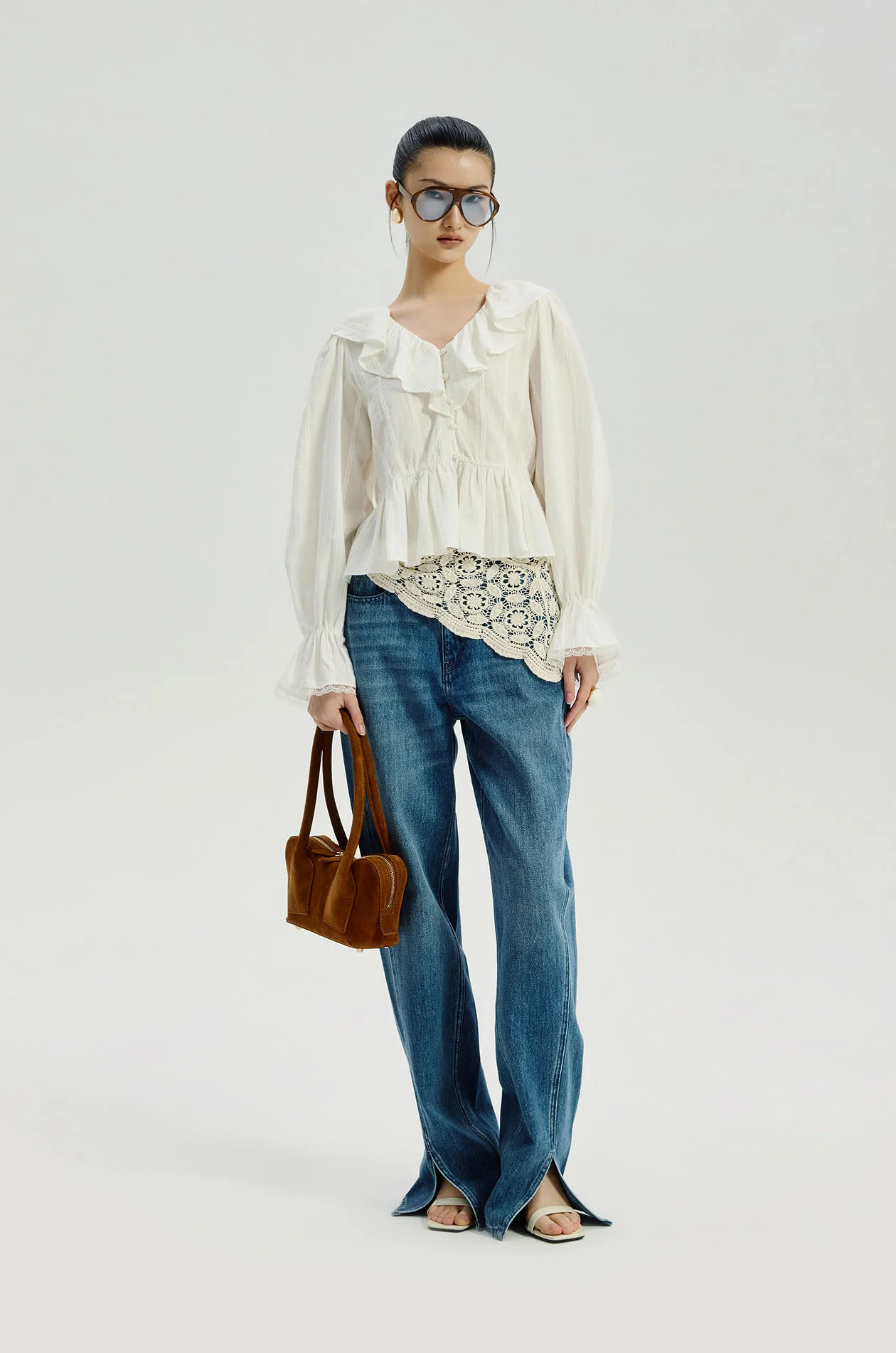Metallic Flounce Blouse