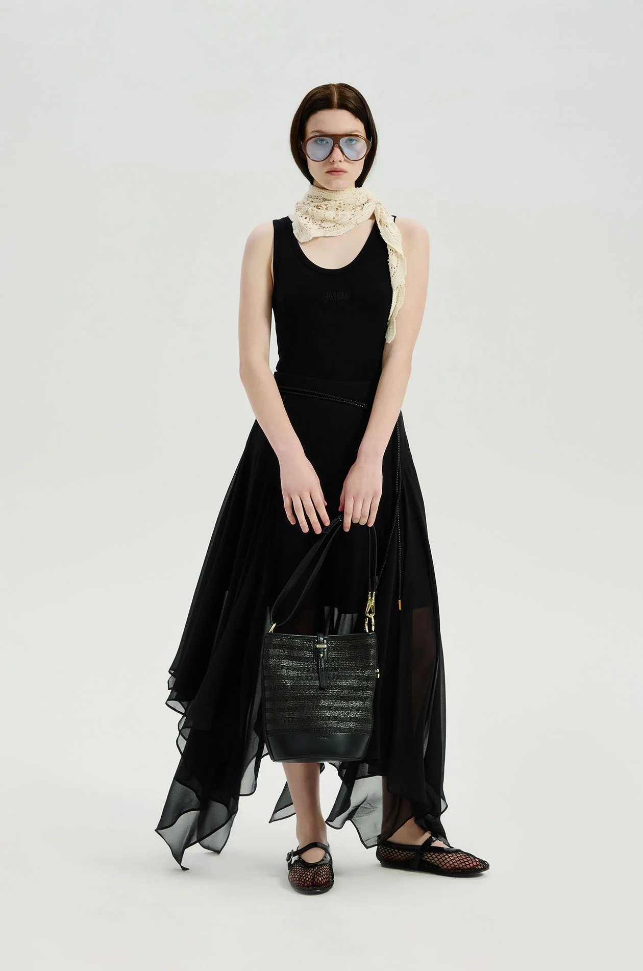 Georgette Skirt with Rope Belt