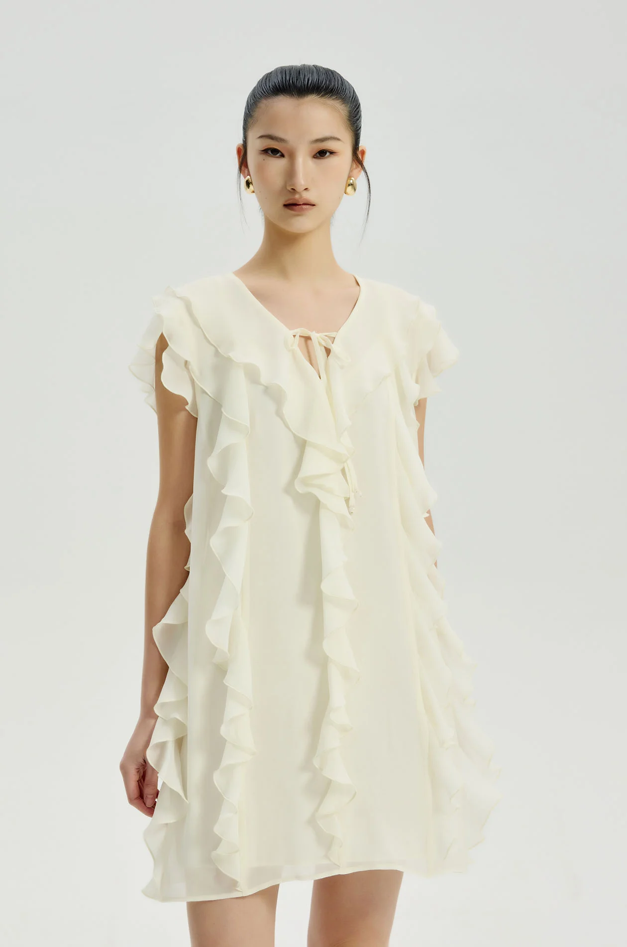 Chiffon Ruffle Mini Dress - Image 2