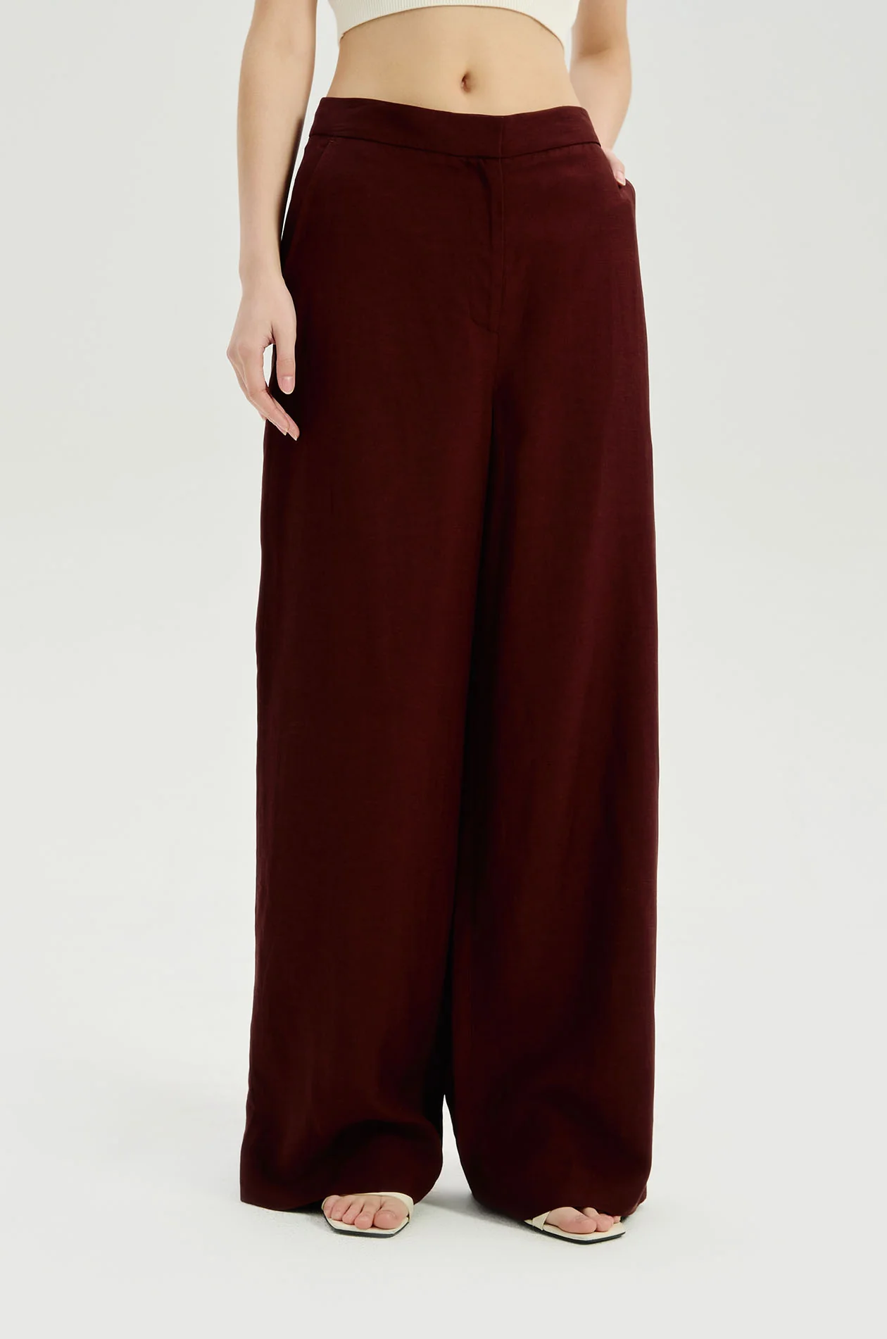 Linen-Blend Loose Straight Pants - Image 2