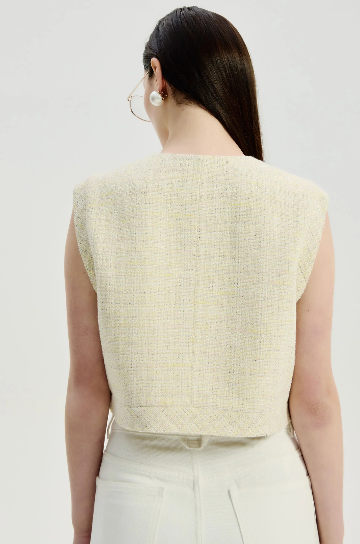 Crochet Pocket Tweed Crop Top - Image 5
