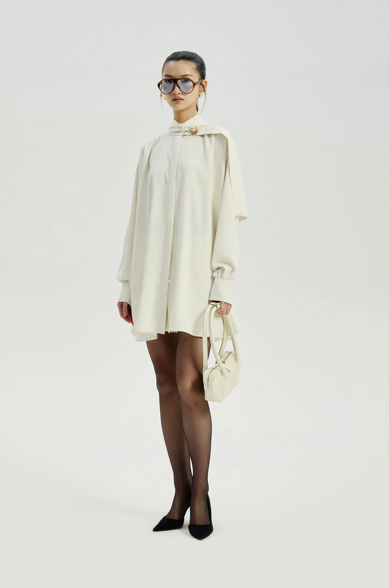 Scarf-Collar Fluid Tunic
