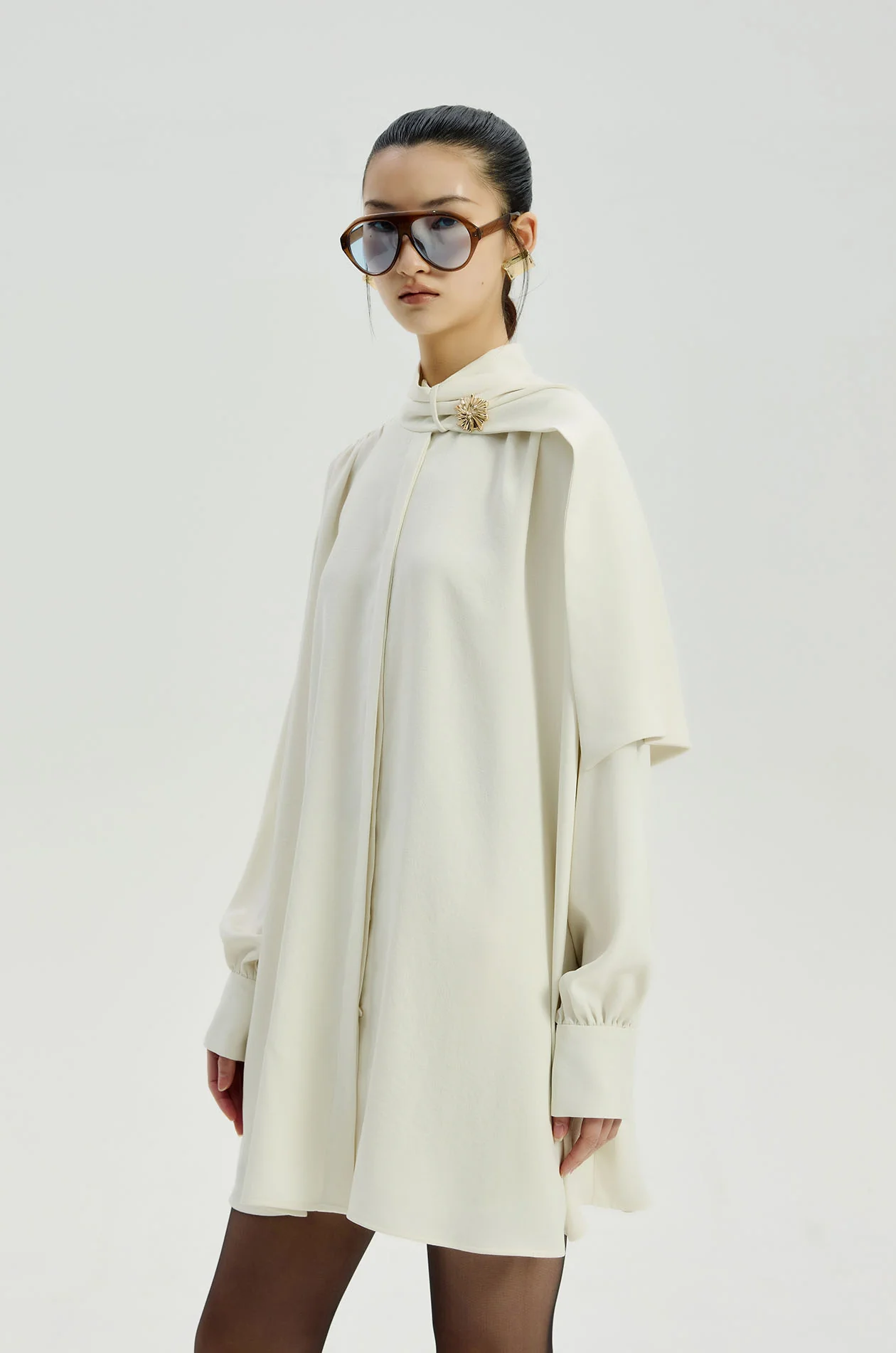 Scarf-Collar Fluid Tunic - Image 2