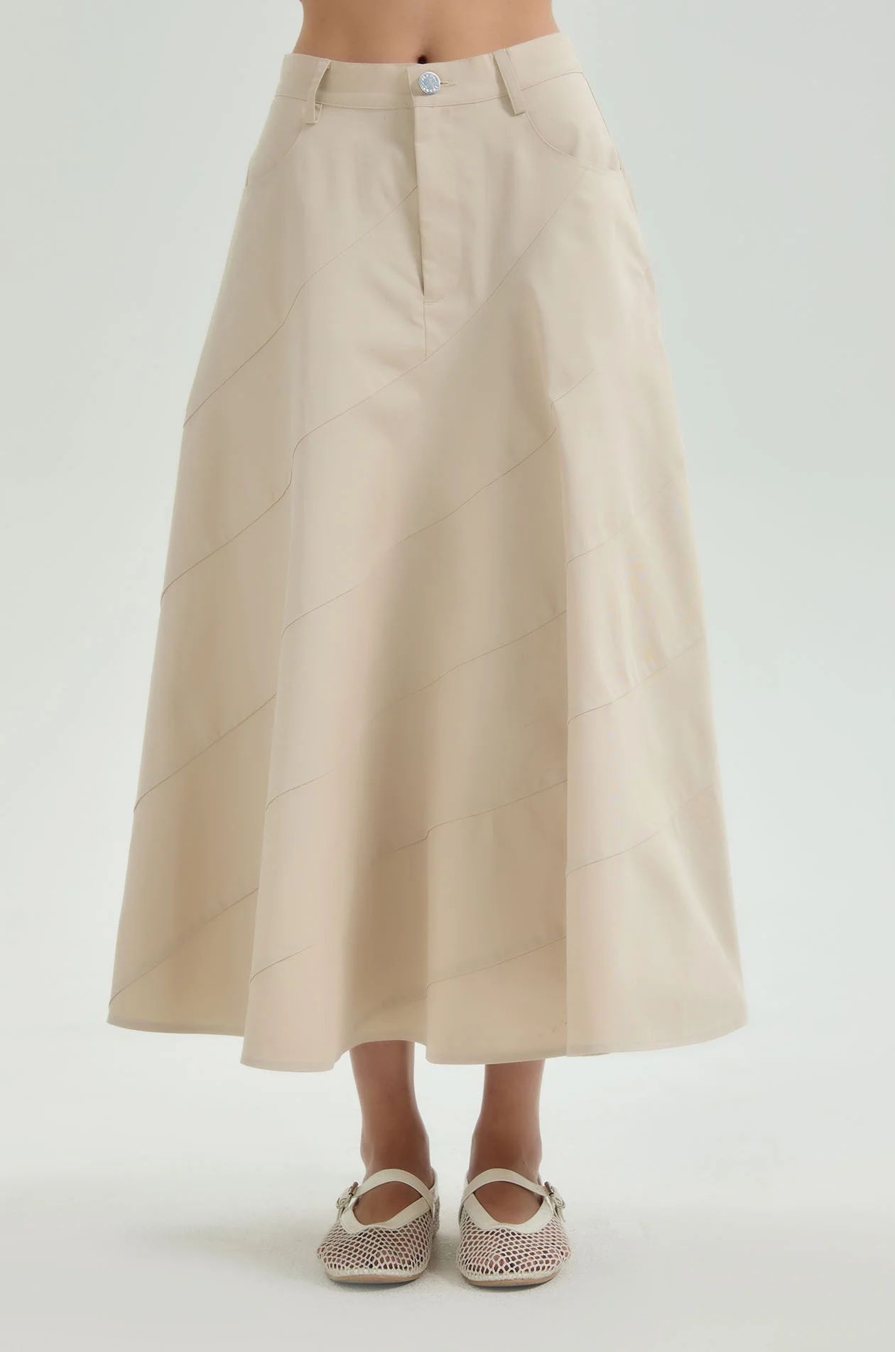 Angular Seamed Flare Skirt - Image 2