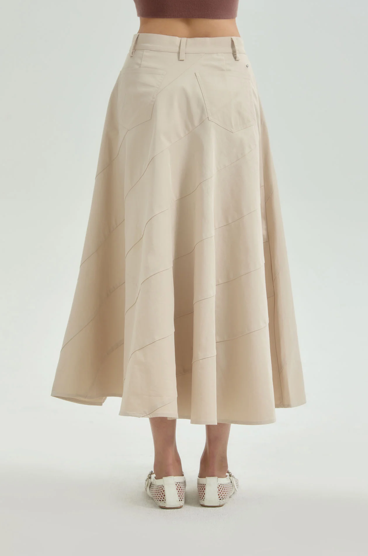 Angular Seamed Flare Skirt - Image 5