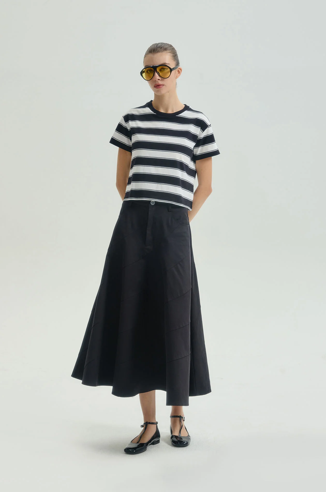 Angular Seamed Flare Skirt - Image 6