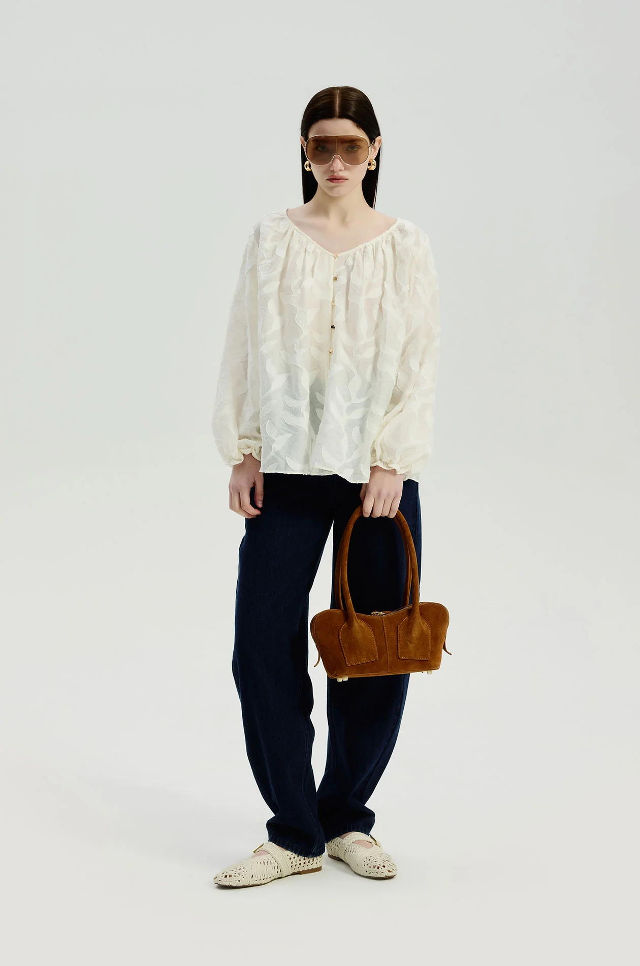 Sheer Jacquard Blouse