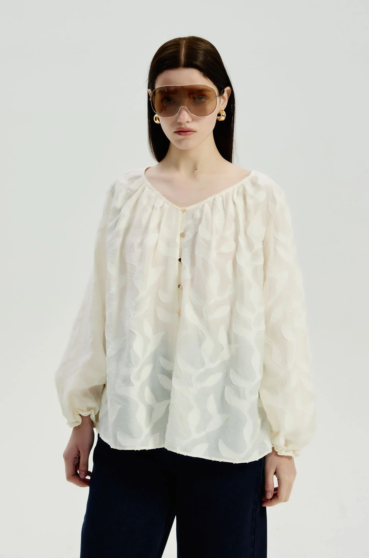Sheer Jacquard Blouse - Image 2