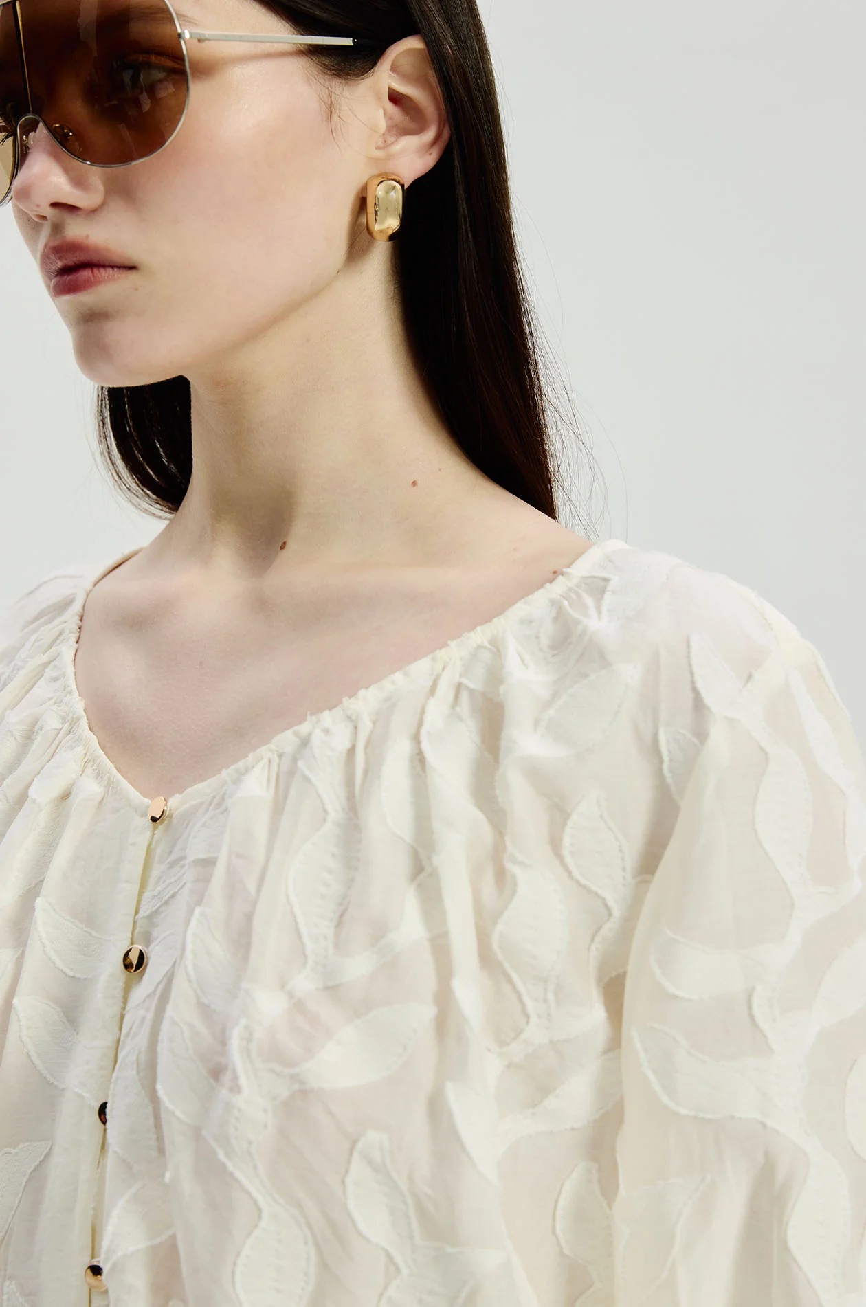 Sheer Jacquard Blouse - Image 3