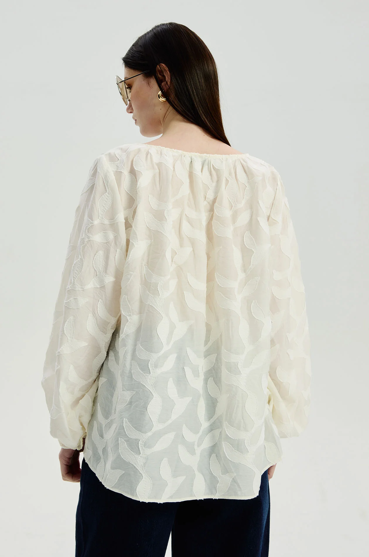 Sheer Jacquard Blouse - Image 5