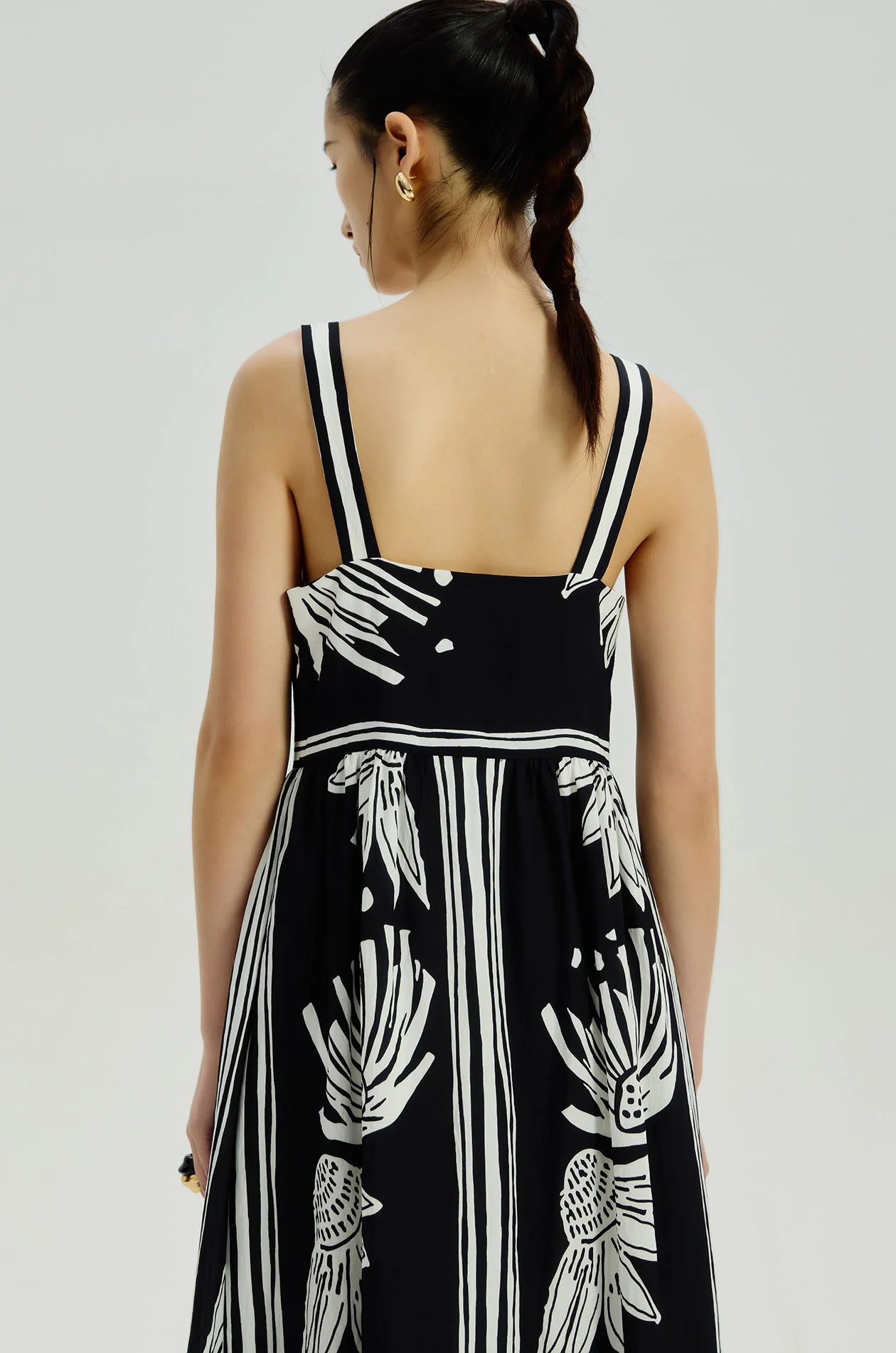 Contrast Floral Strappy Midi Dress - Image 5