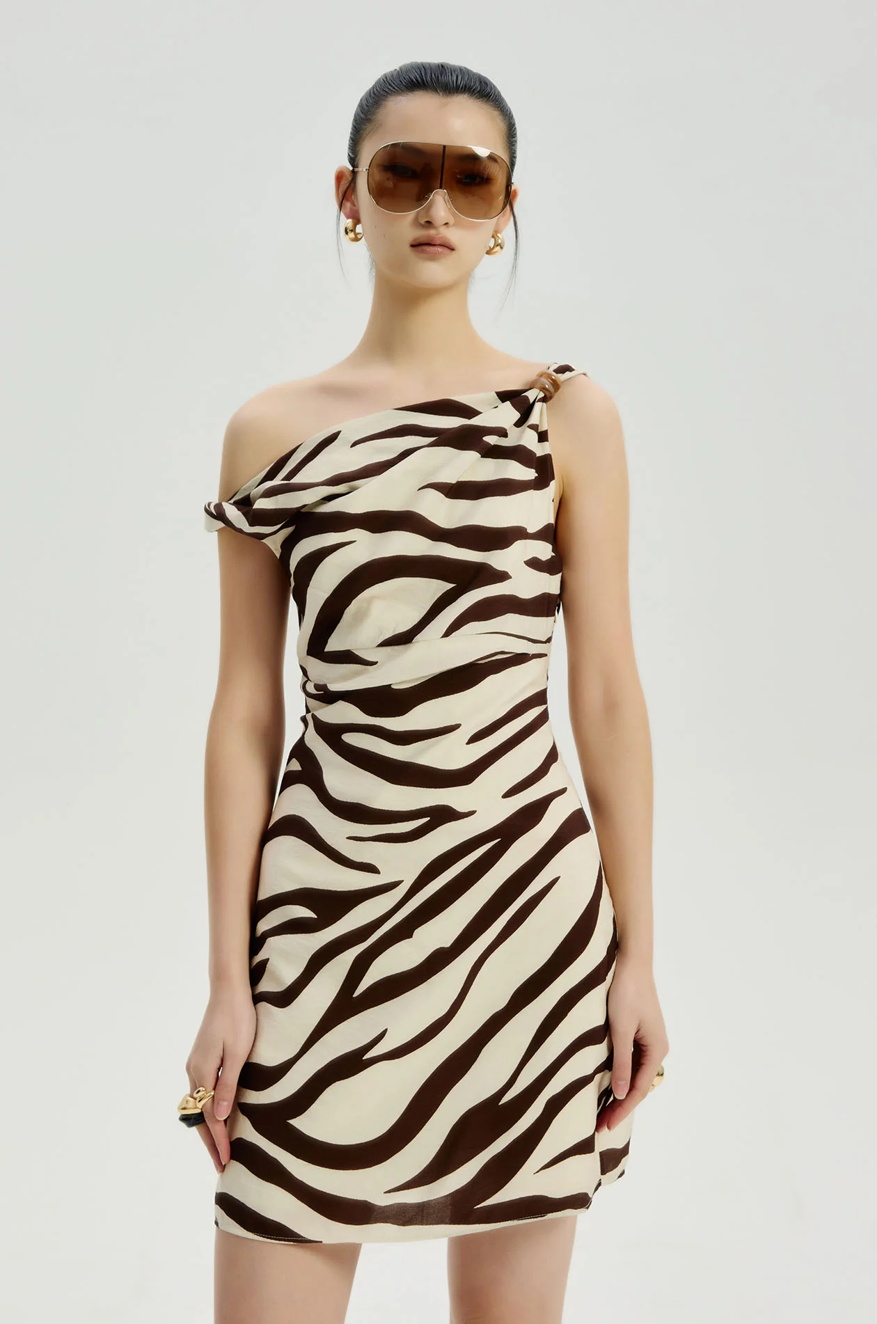 Zebra Asymmetric Mini Dress - Image 2