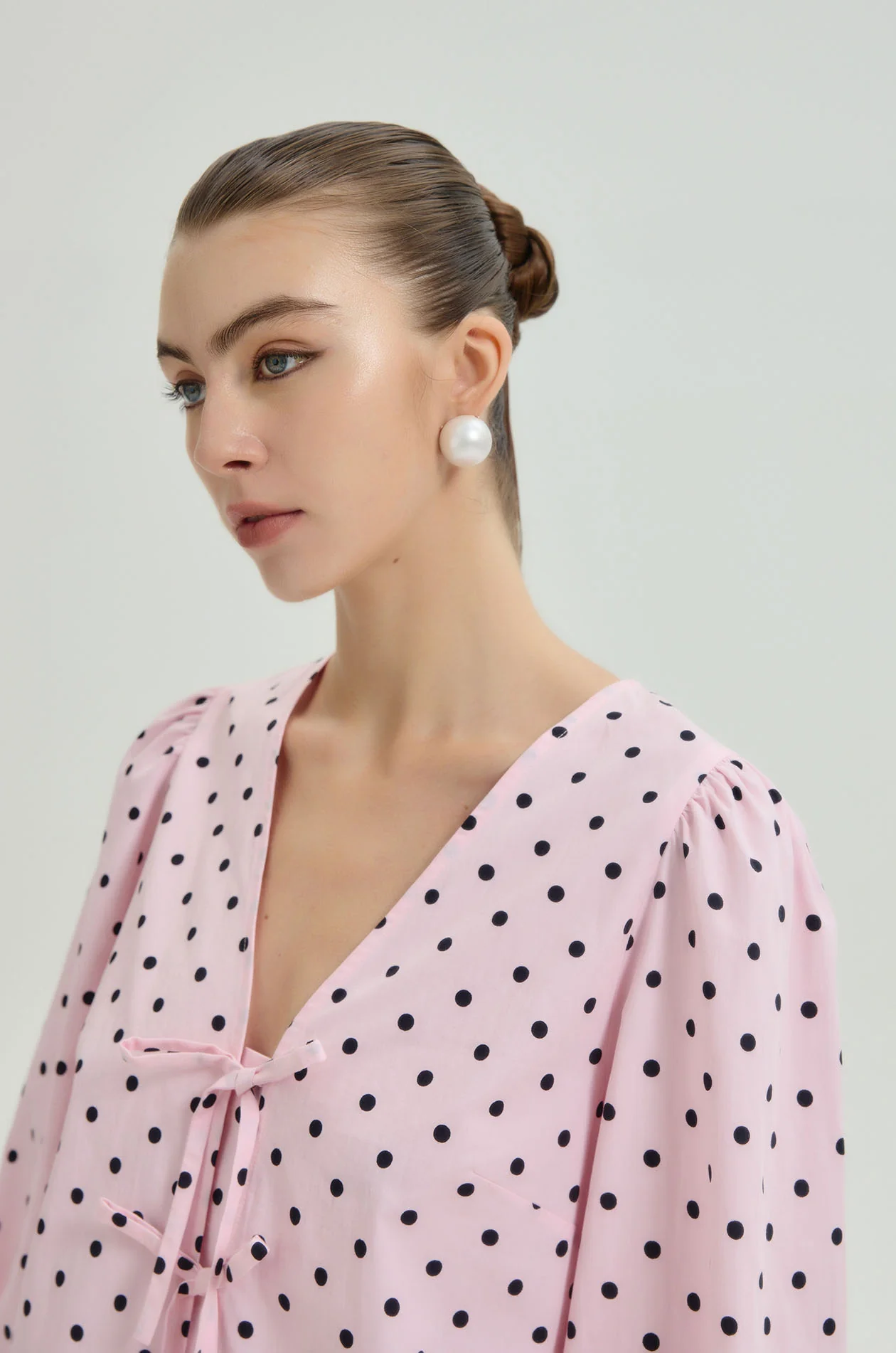 Long Sleeve Dot Blouse - Image 3