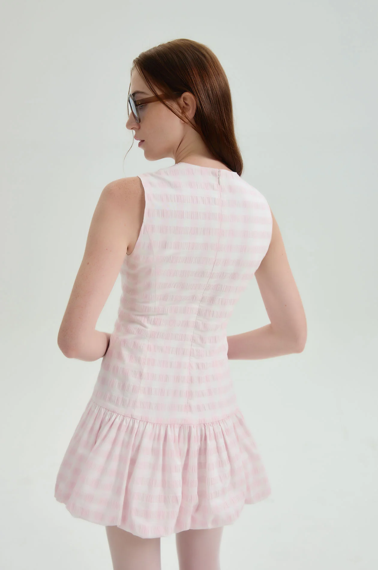 Gingham Bubble Mini Dress - Image 5